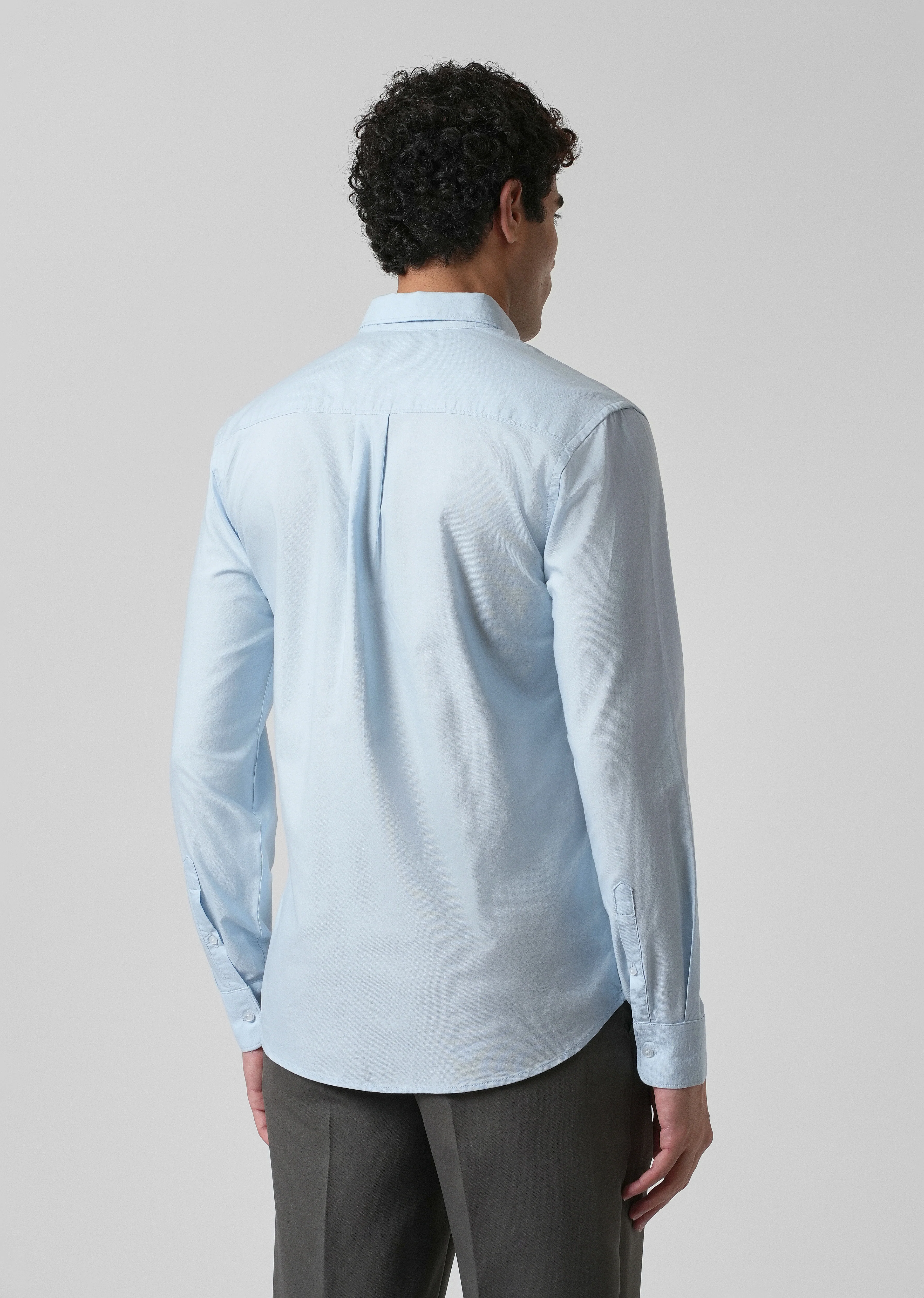 Light Cobalt Blue Plain Oxford Shirt - Image 2