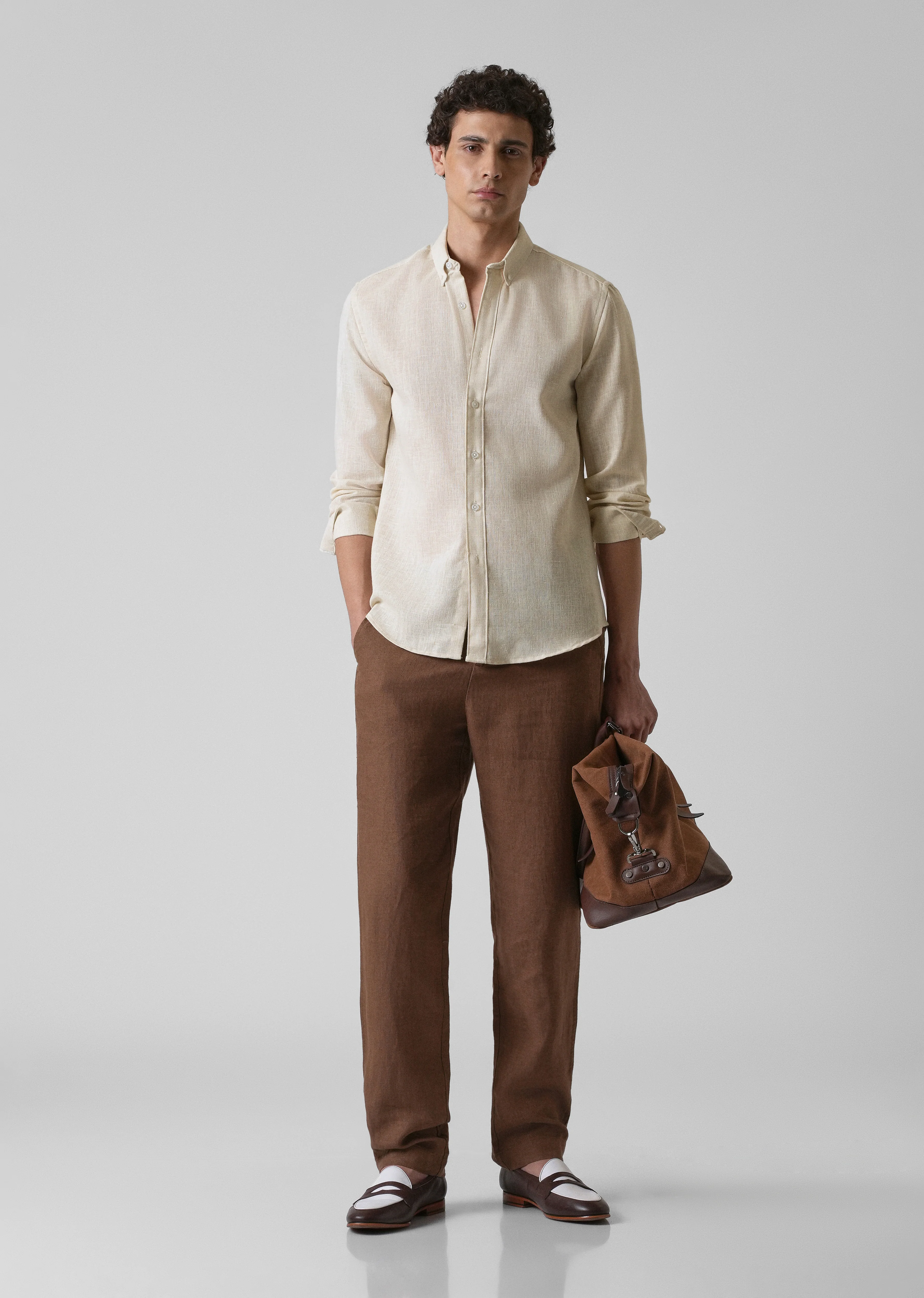 Light Cream Blended Linen shirt - Image 6
