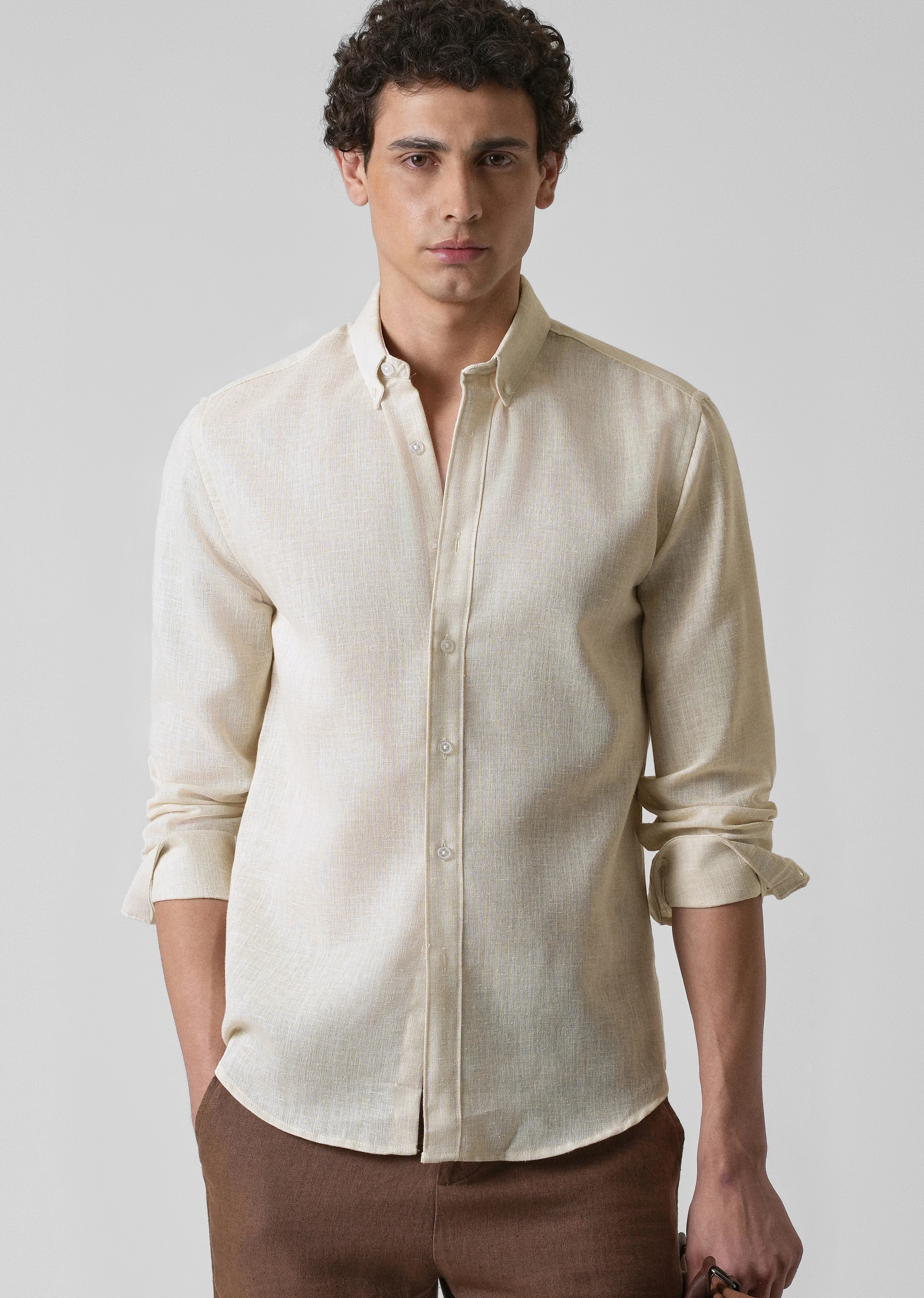 Light Cream Blended Linen shirt - Image 7