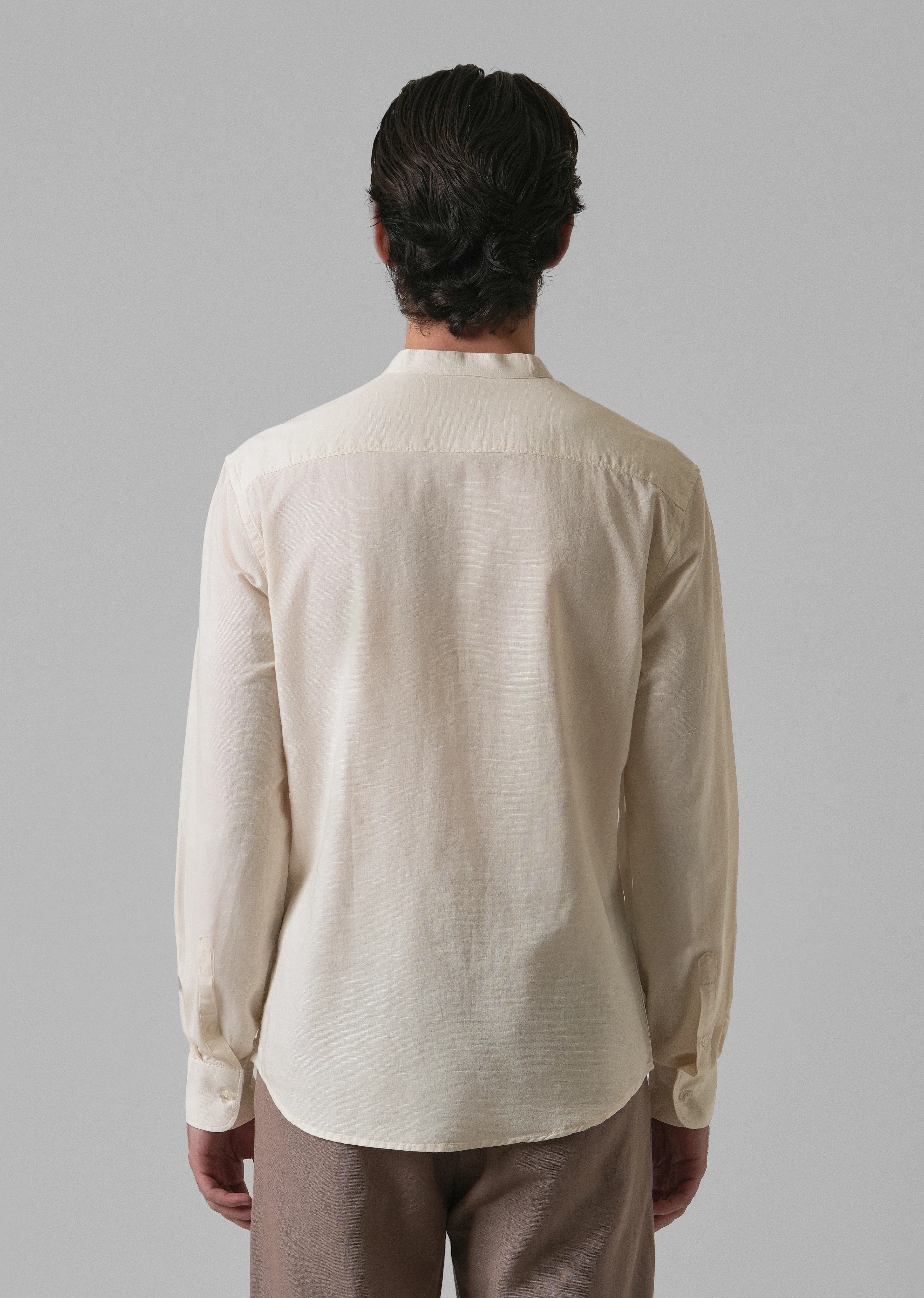 Light Cream Cotton Linen Shirt - Image 2