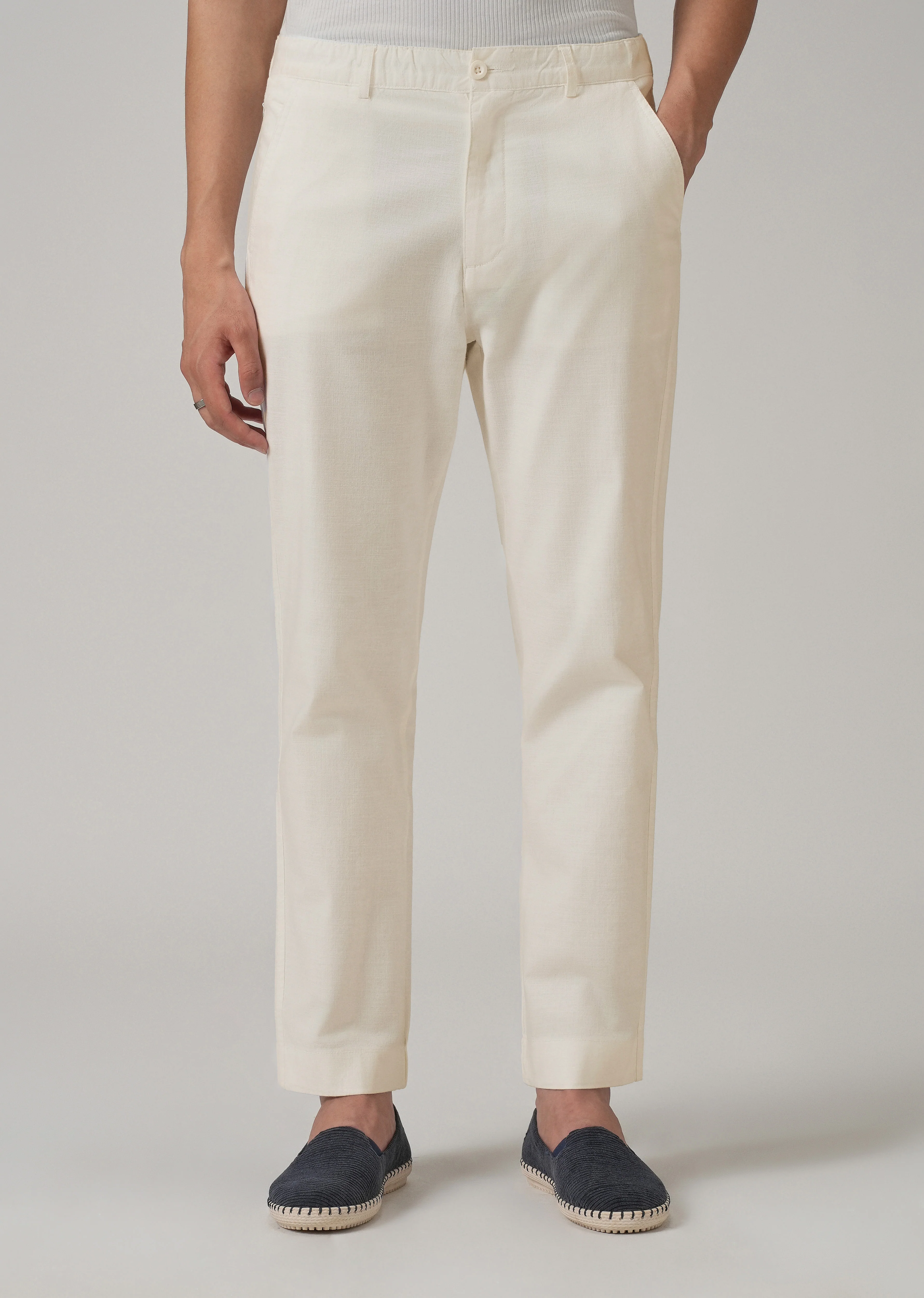 Light Cream Cotton Trouser - Image 3