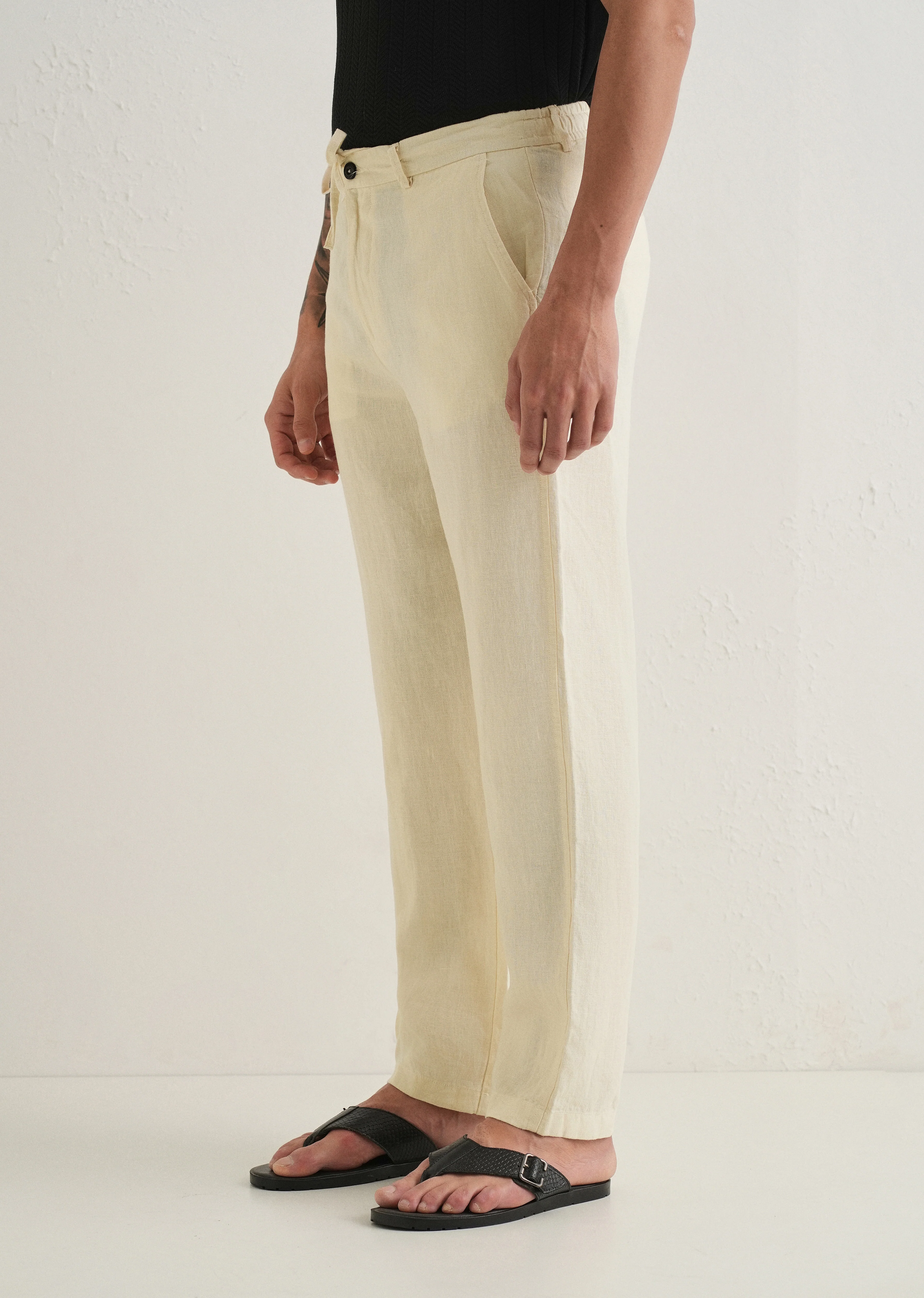 Light Cream Linen Pant - Image 4