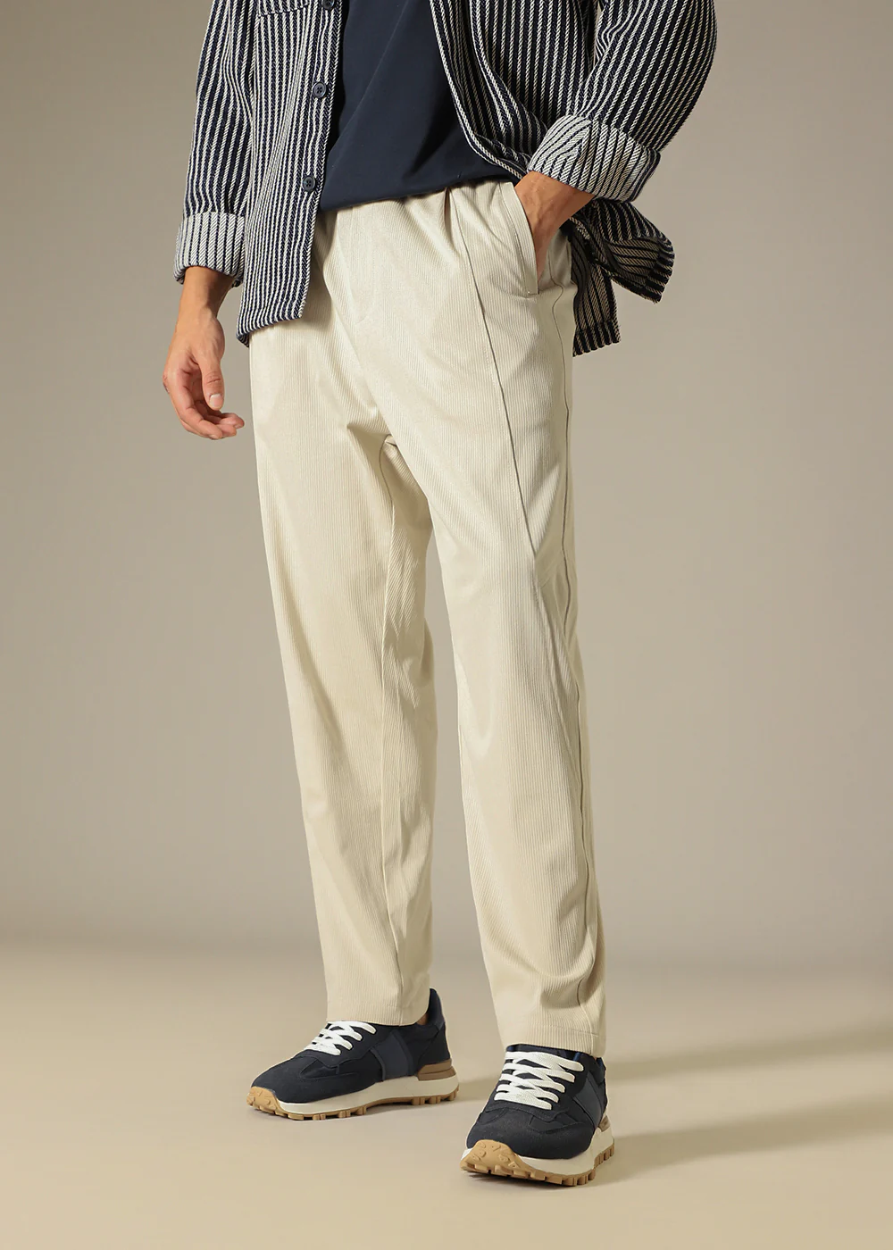 Light Cream Relaxed Fit Trouser - Image 7