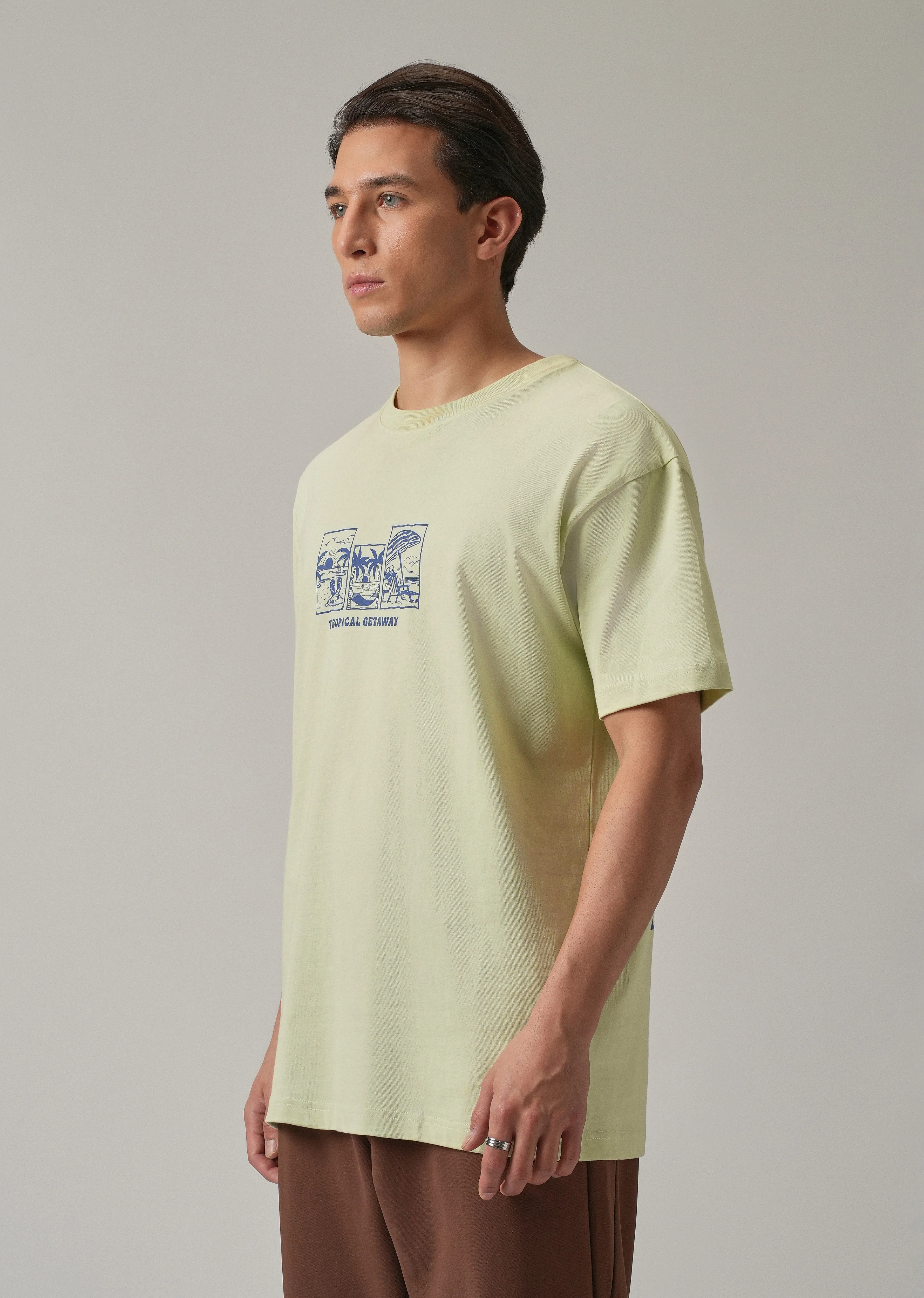 Light Green Back Printed Oversized T-Shirt - Image 4