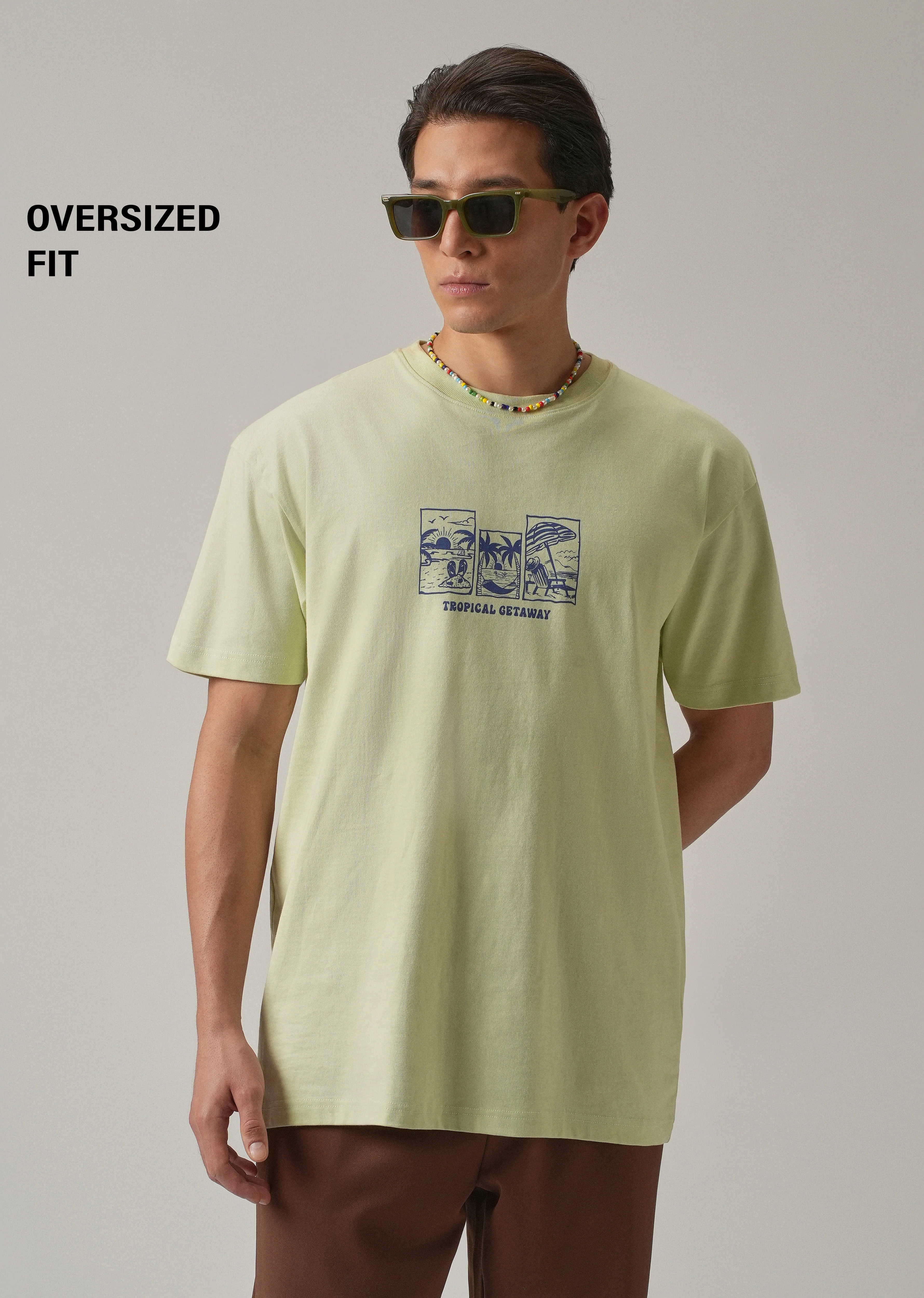 Light Green Back Printed Oversized T-Shirt - Image 7
