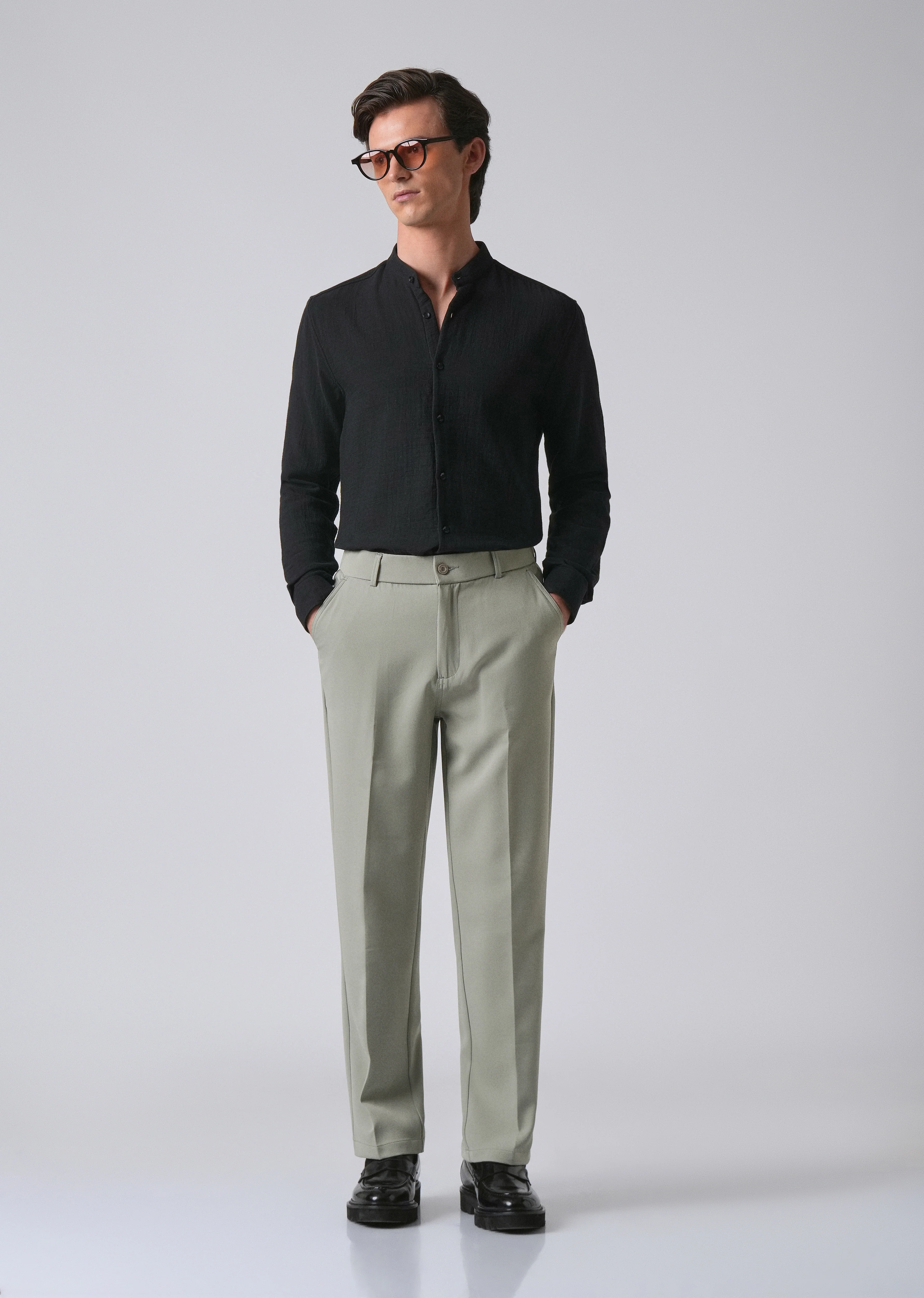 Light Green Relaxed Fit Trousers - Image 6