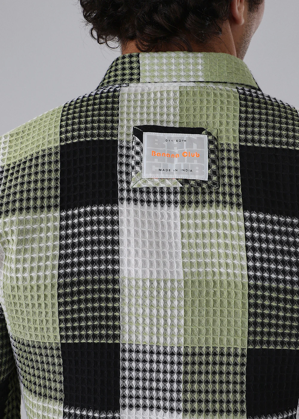 Light Green Waffle Plaid Check Shirt - Image 2
