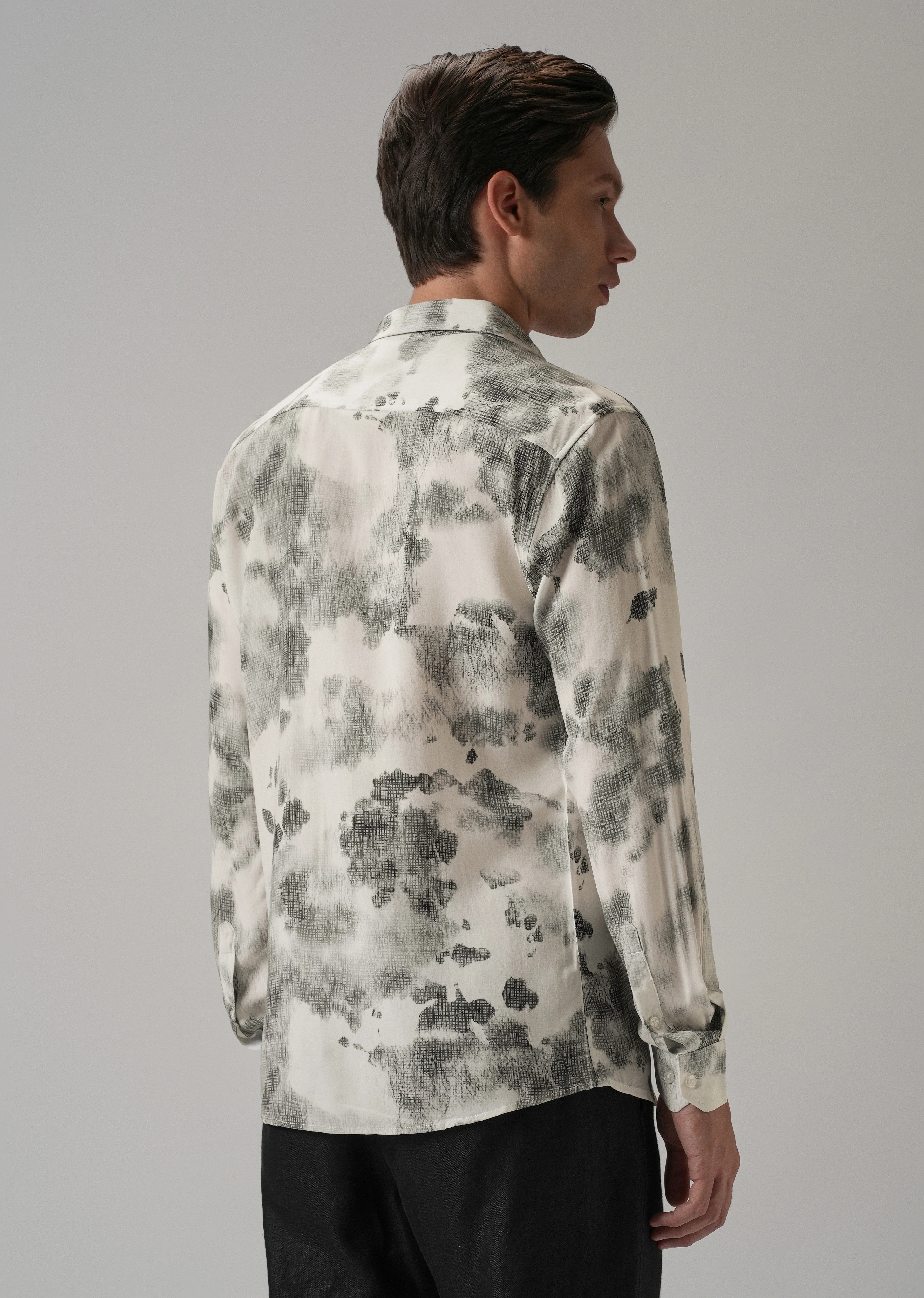 Light Grey Abstract Printed shirt - Image 2