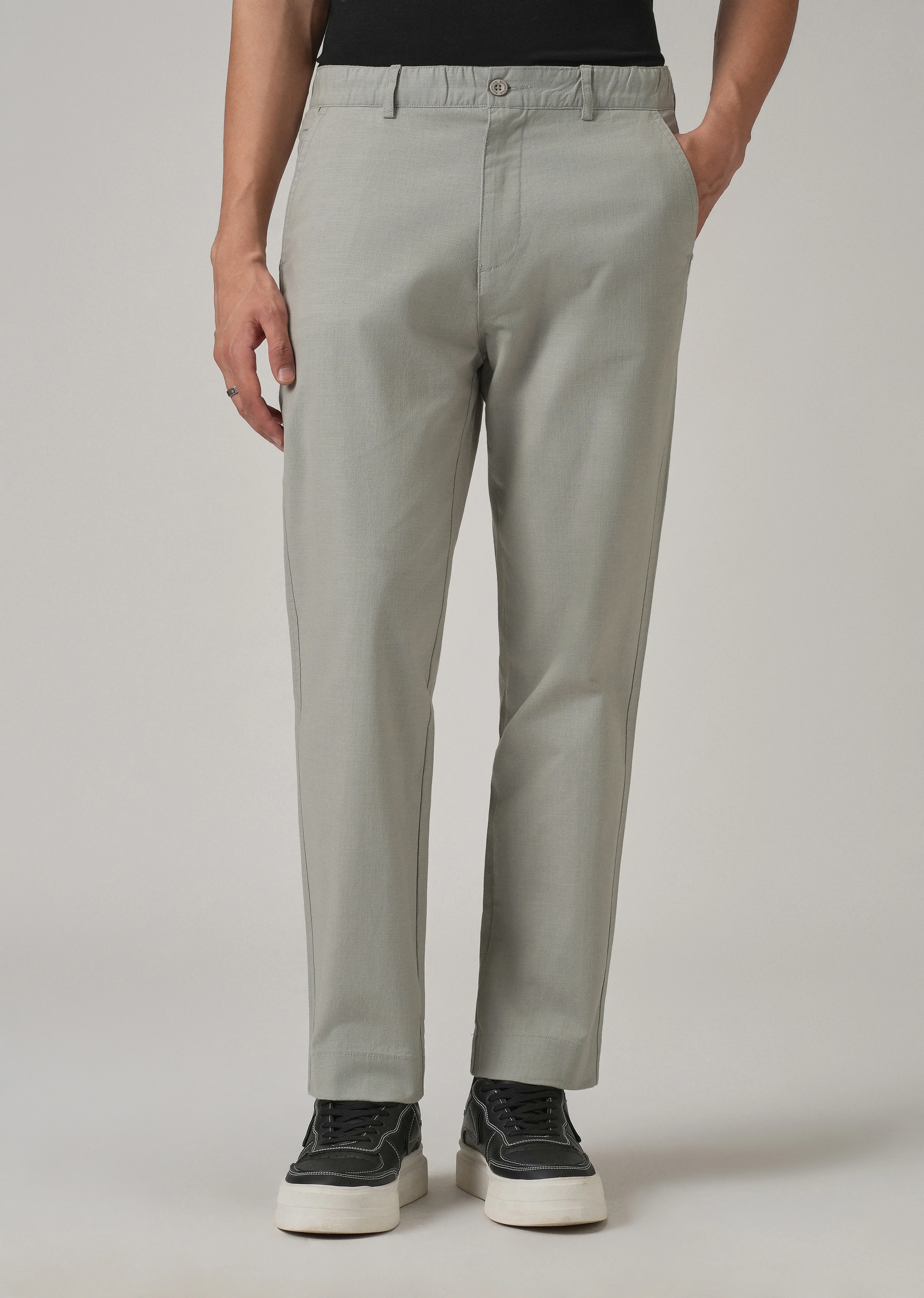 Light Grey Cotton Trouser - Image 3