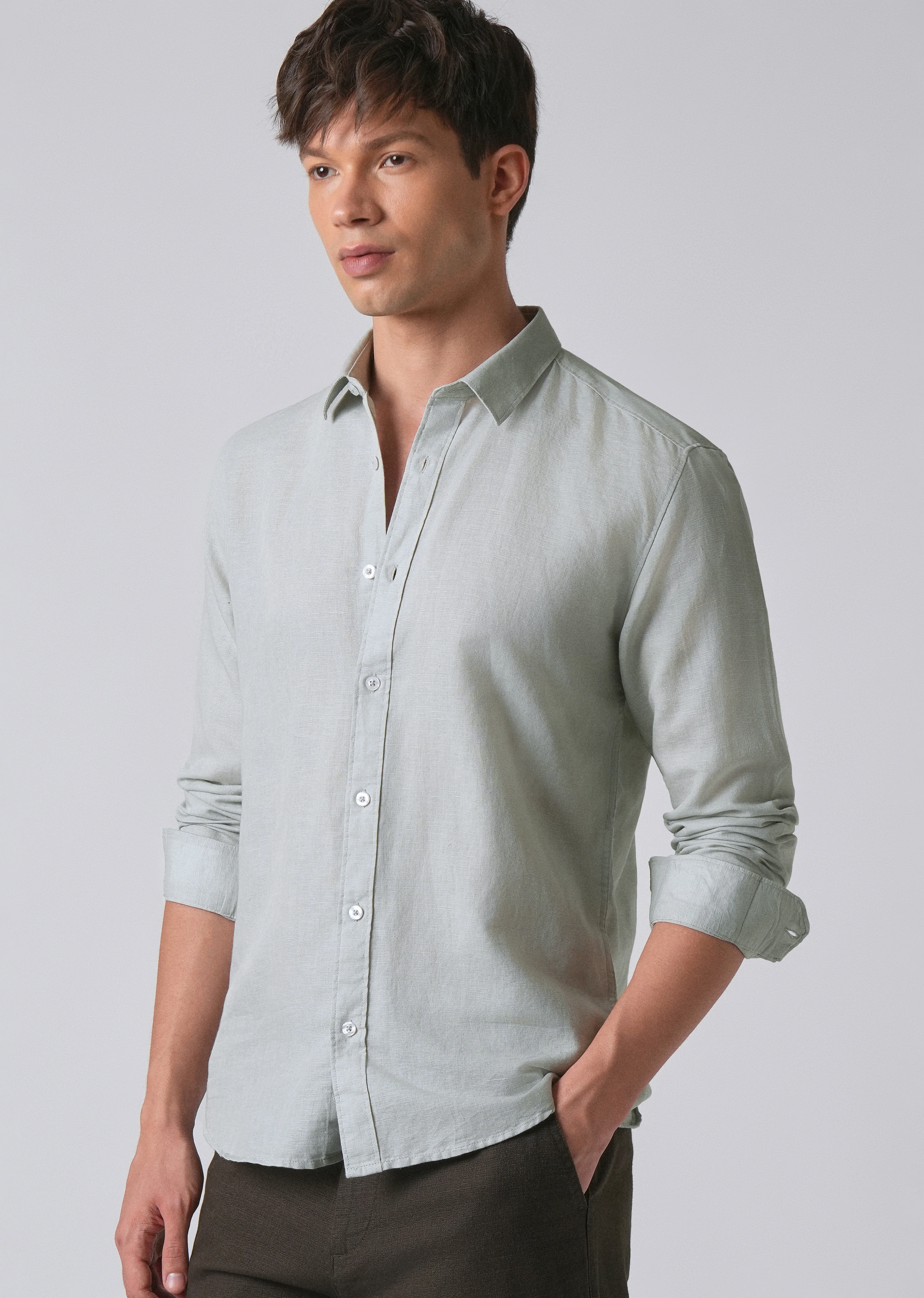 Light Grey Linen Shirt - Image 7