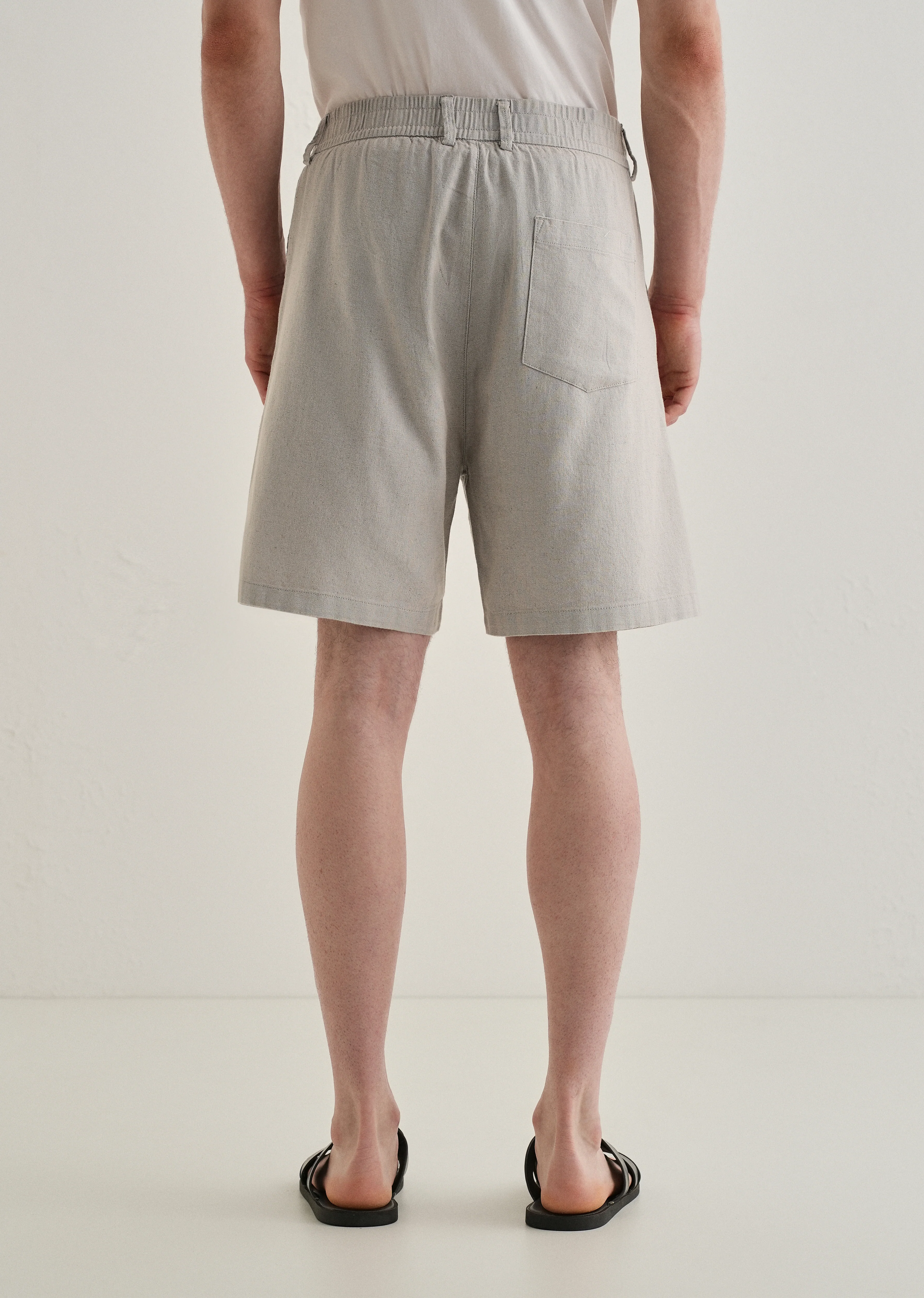Light Grey Linen Shorts - Image 2