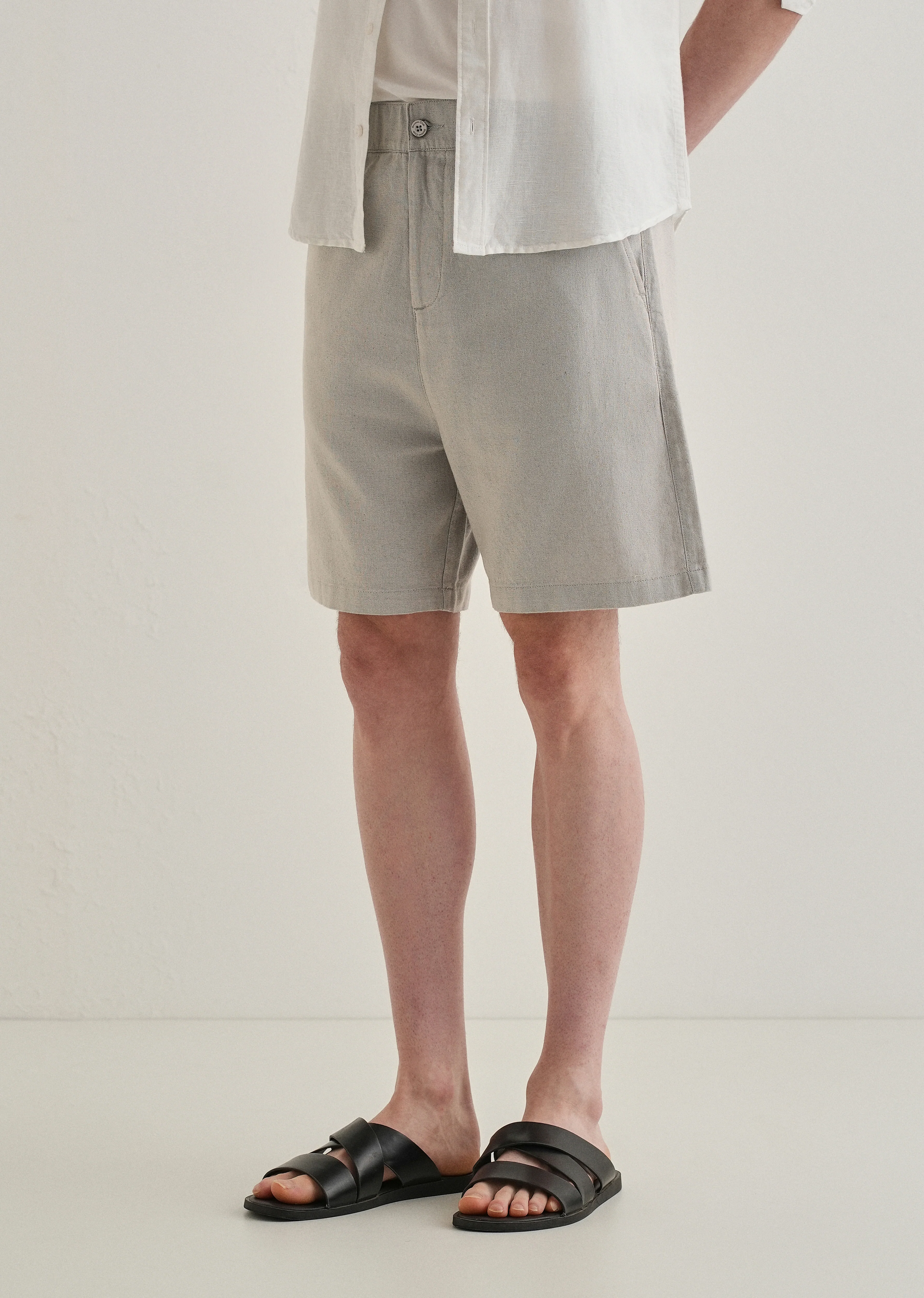Light Grey Linen Shorts - Image 7