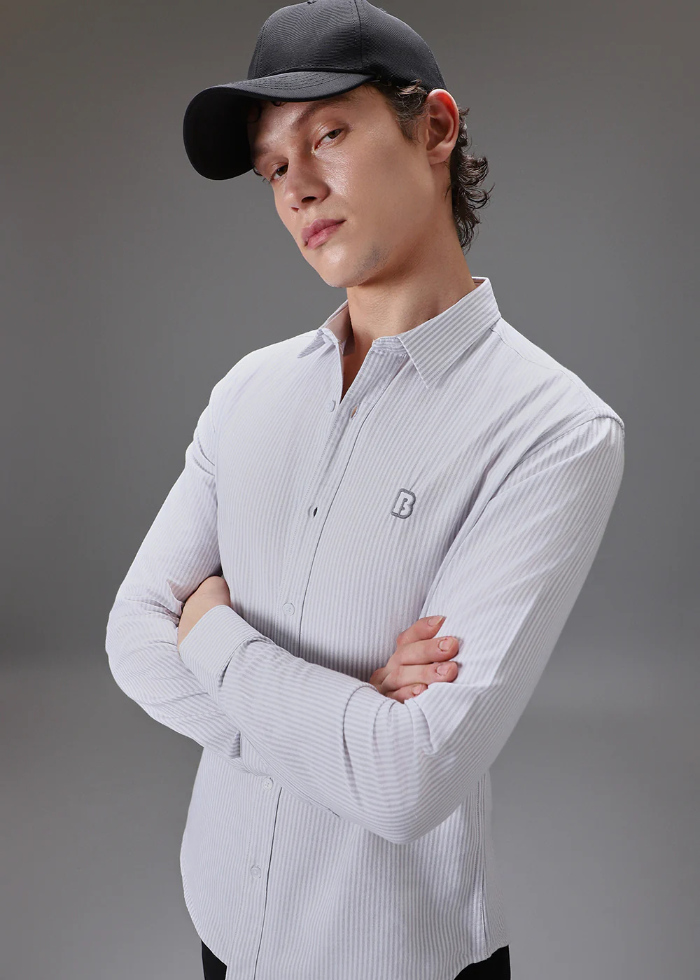 Light Grey Pin Stripe Shirt - Image 3