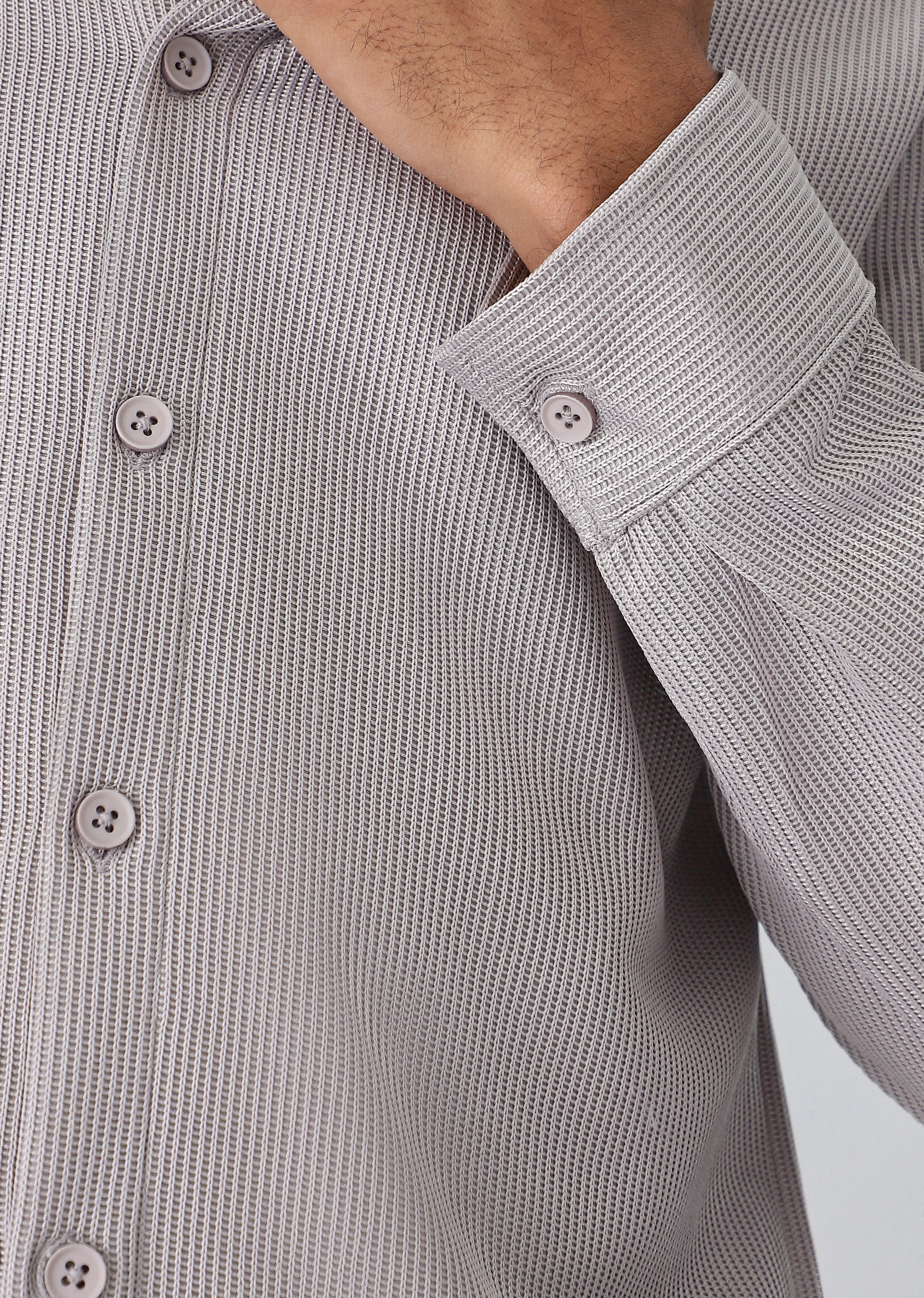 Light Grey Plain Knitted Shirt - Image 5