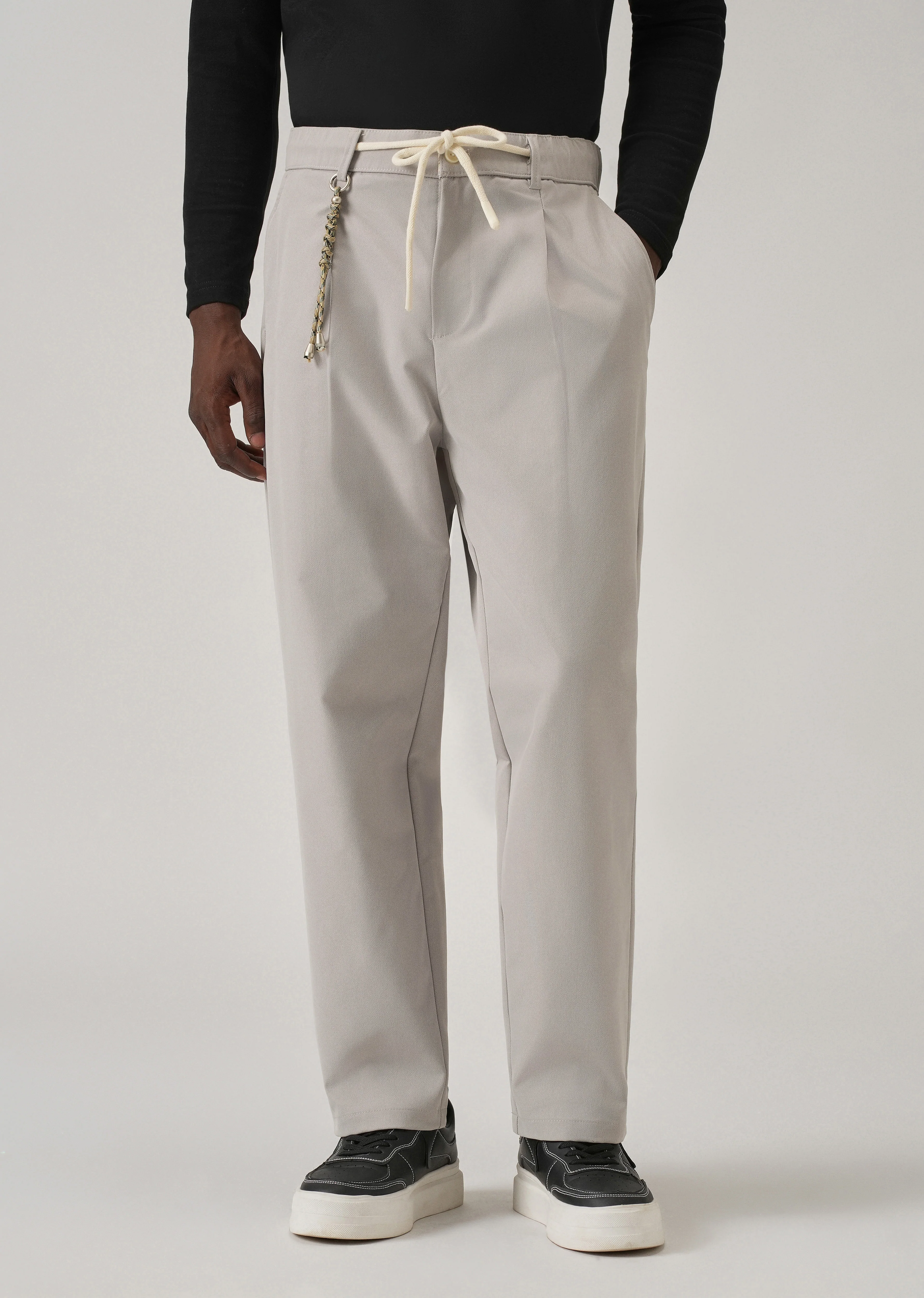 Light Grey Pleated Drawstring Pant - Image 7