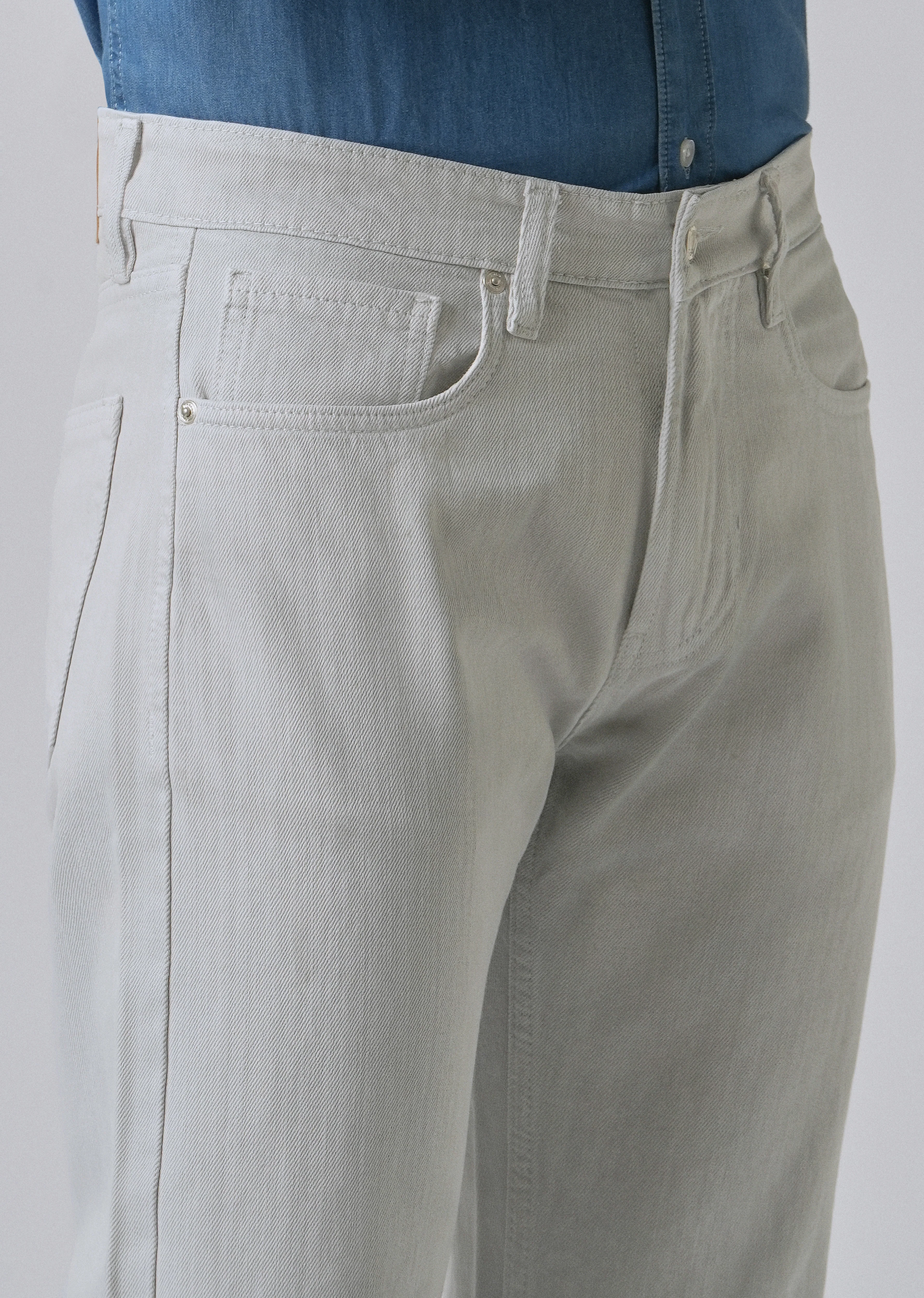 Light Grey Regular Fit Denim - Image 5