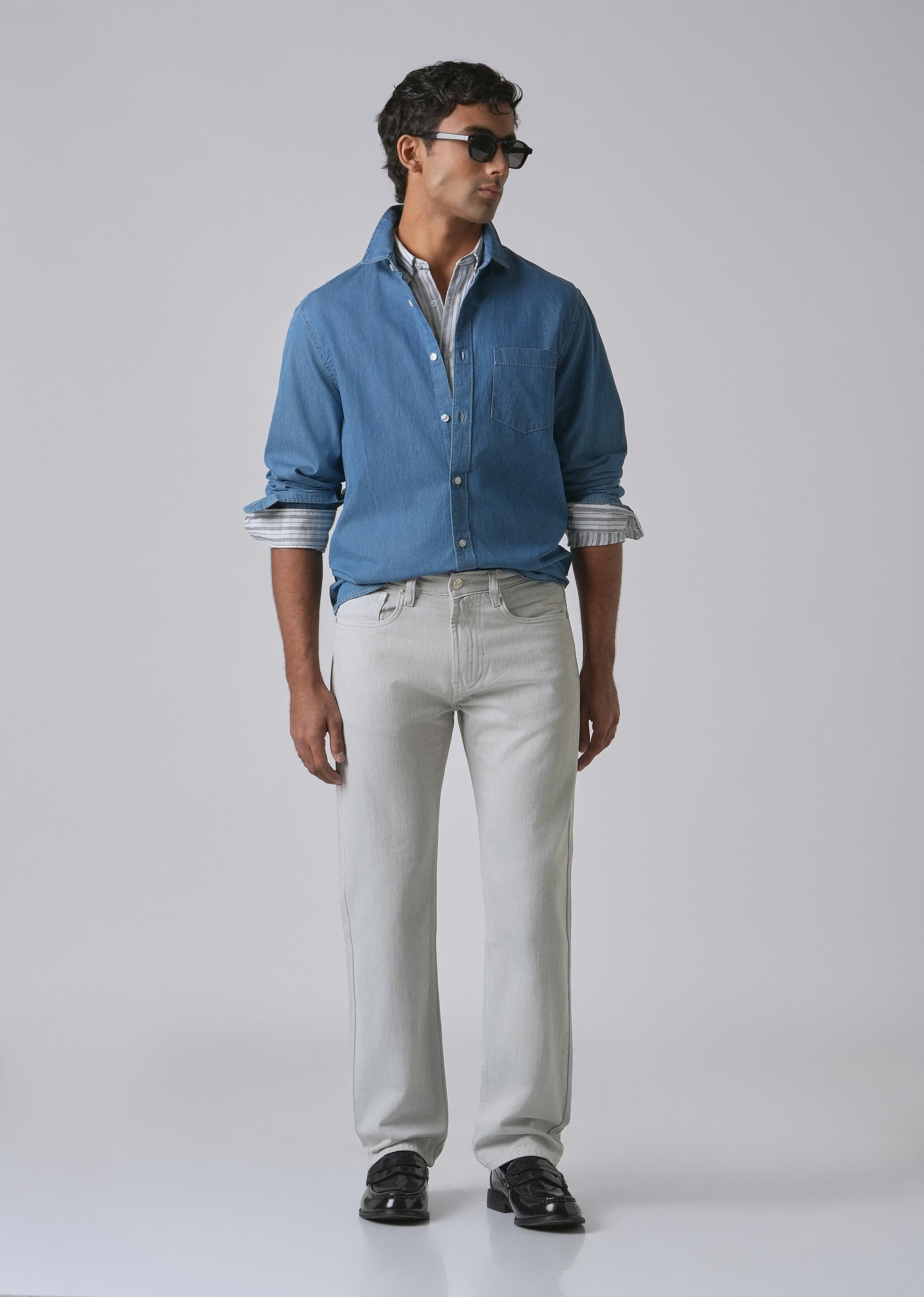 Light Grey Regular Fit Denim - Image 6