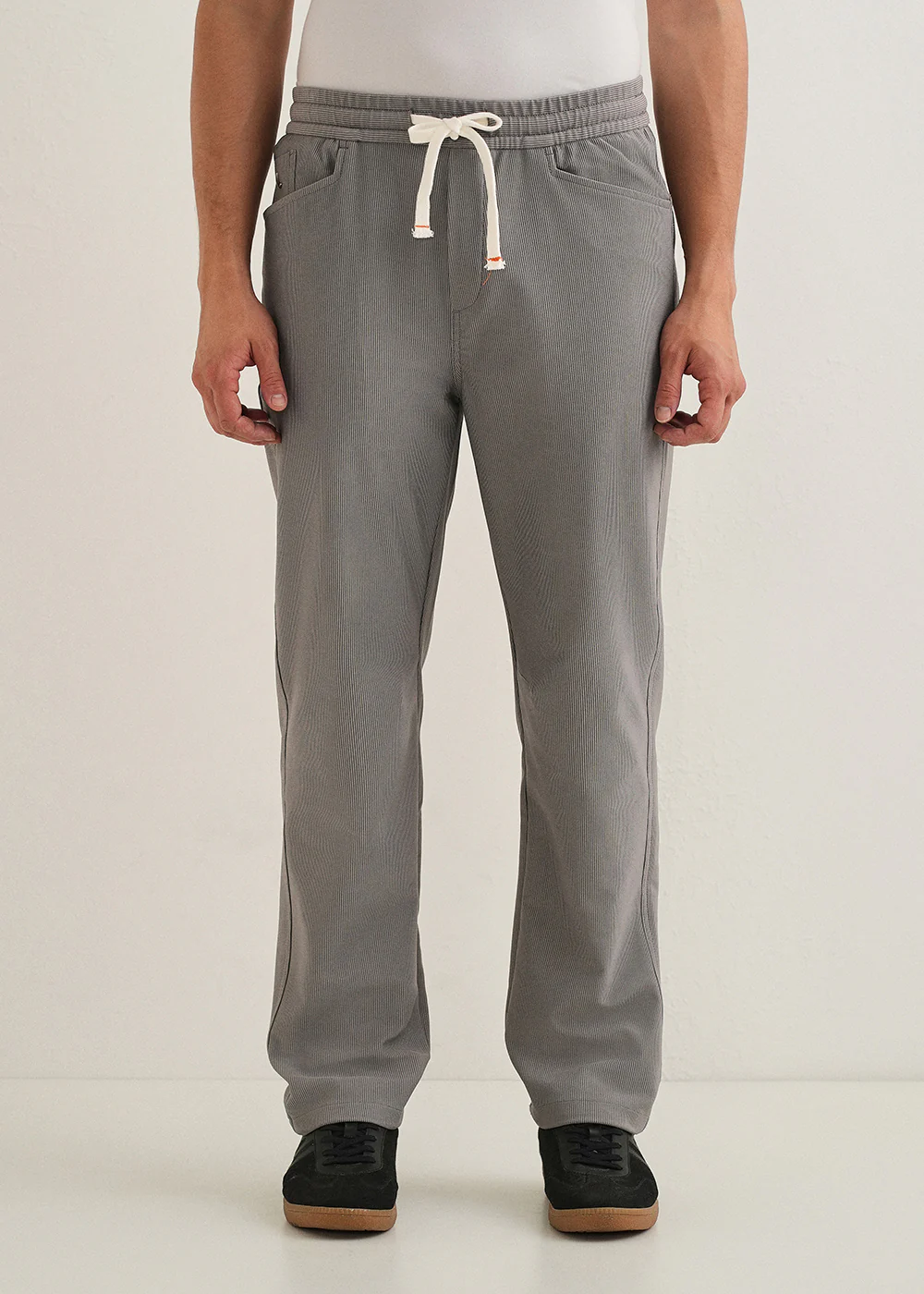 Light Grey Straight Fit Corduroy Pants - Image 4