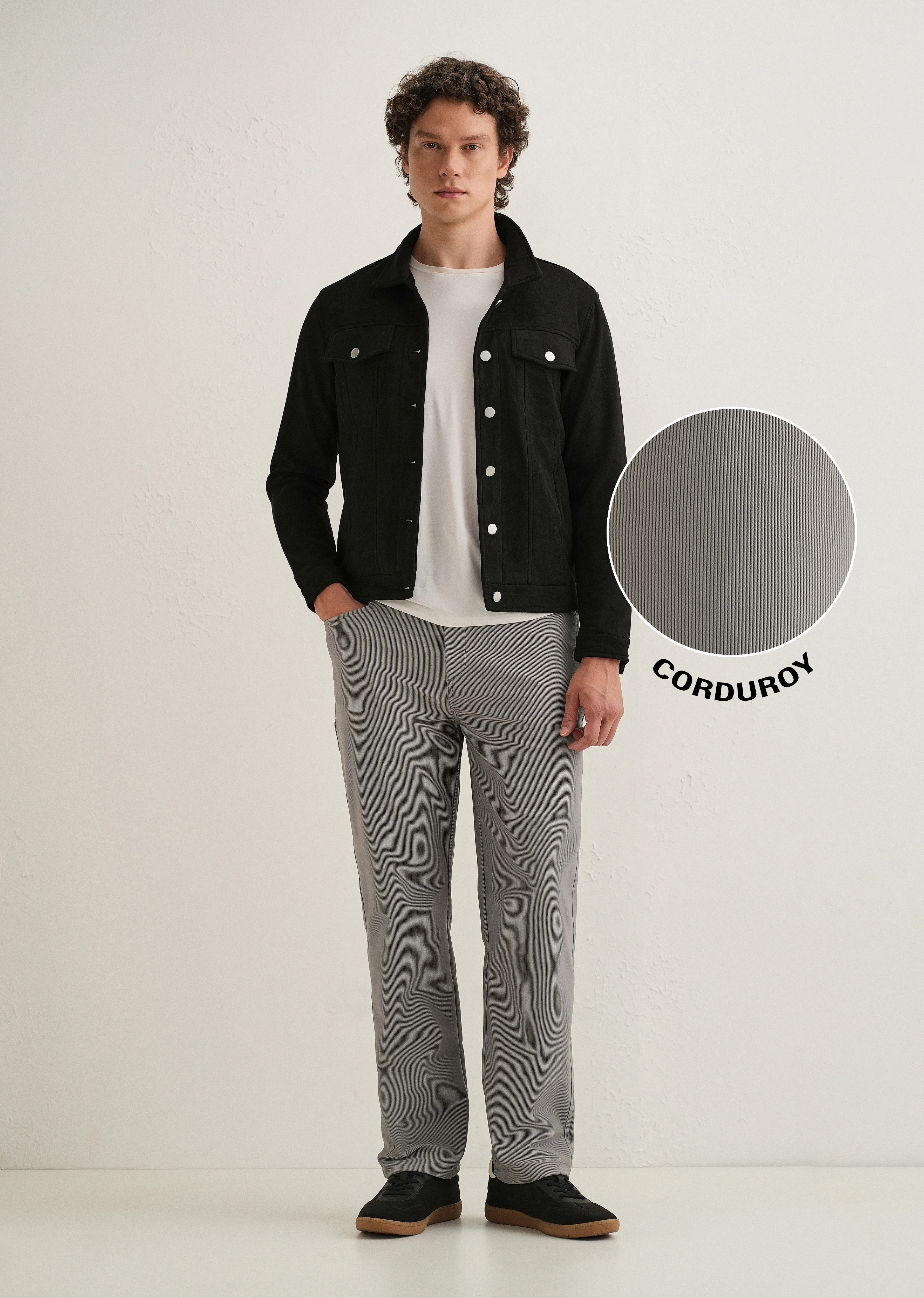 Light Grey Straight Fit Corduroy Pants - Image 6