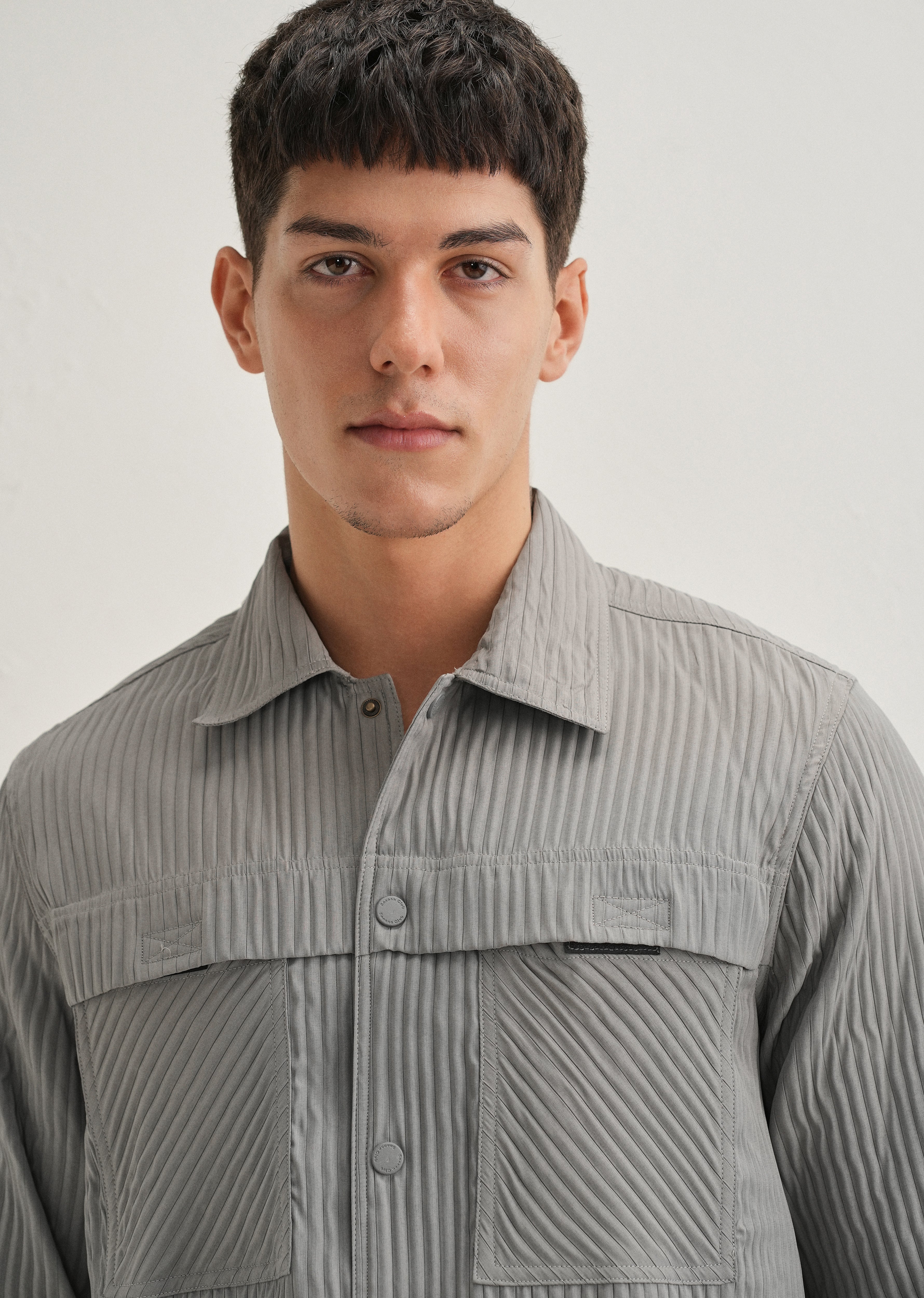 Light Grey Textured Utility Shacket - Image 6