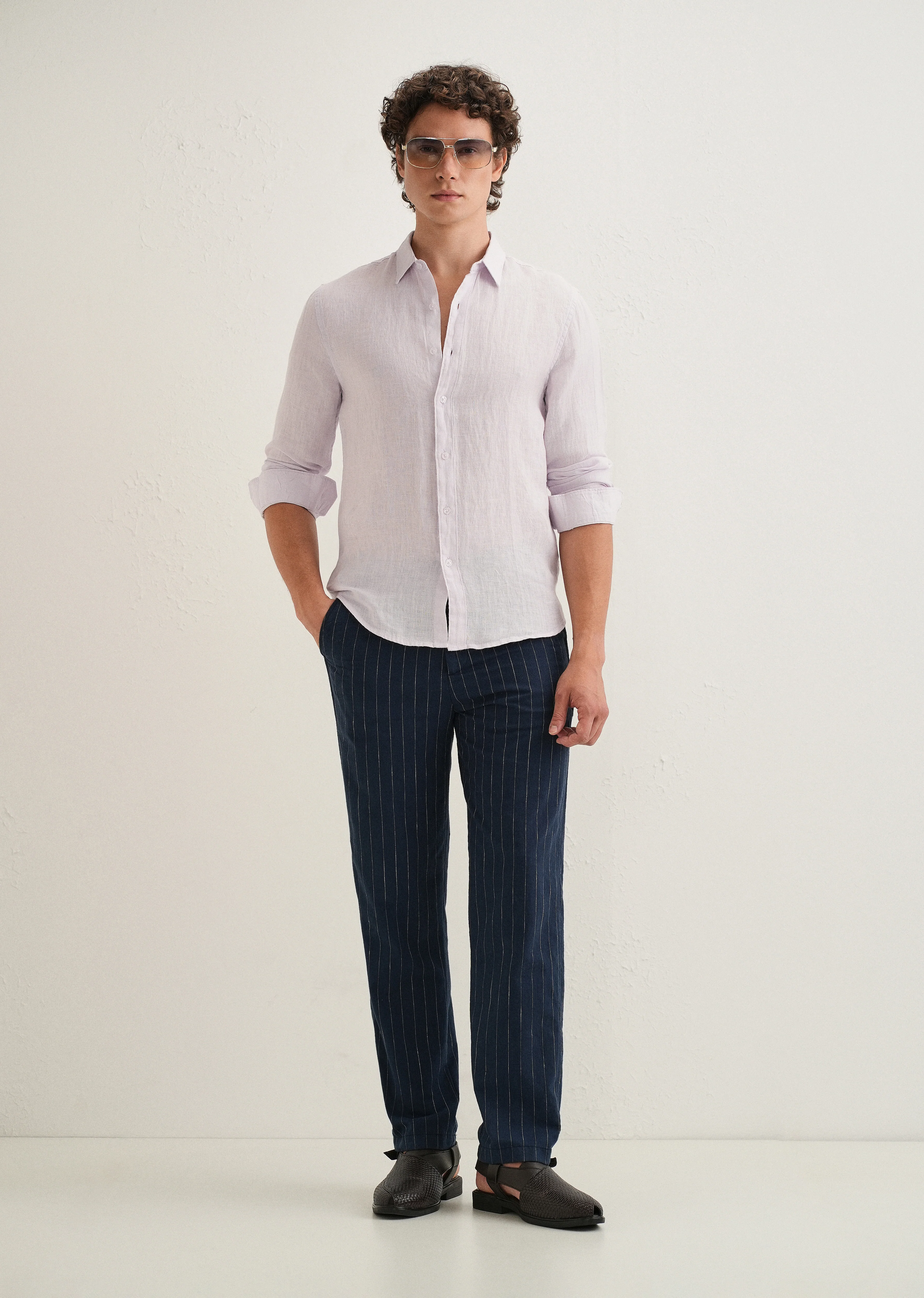 Light Lavender Pure Linen Shirt - Image 6