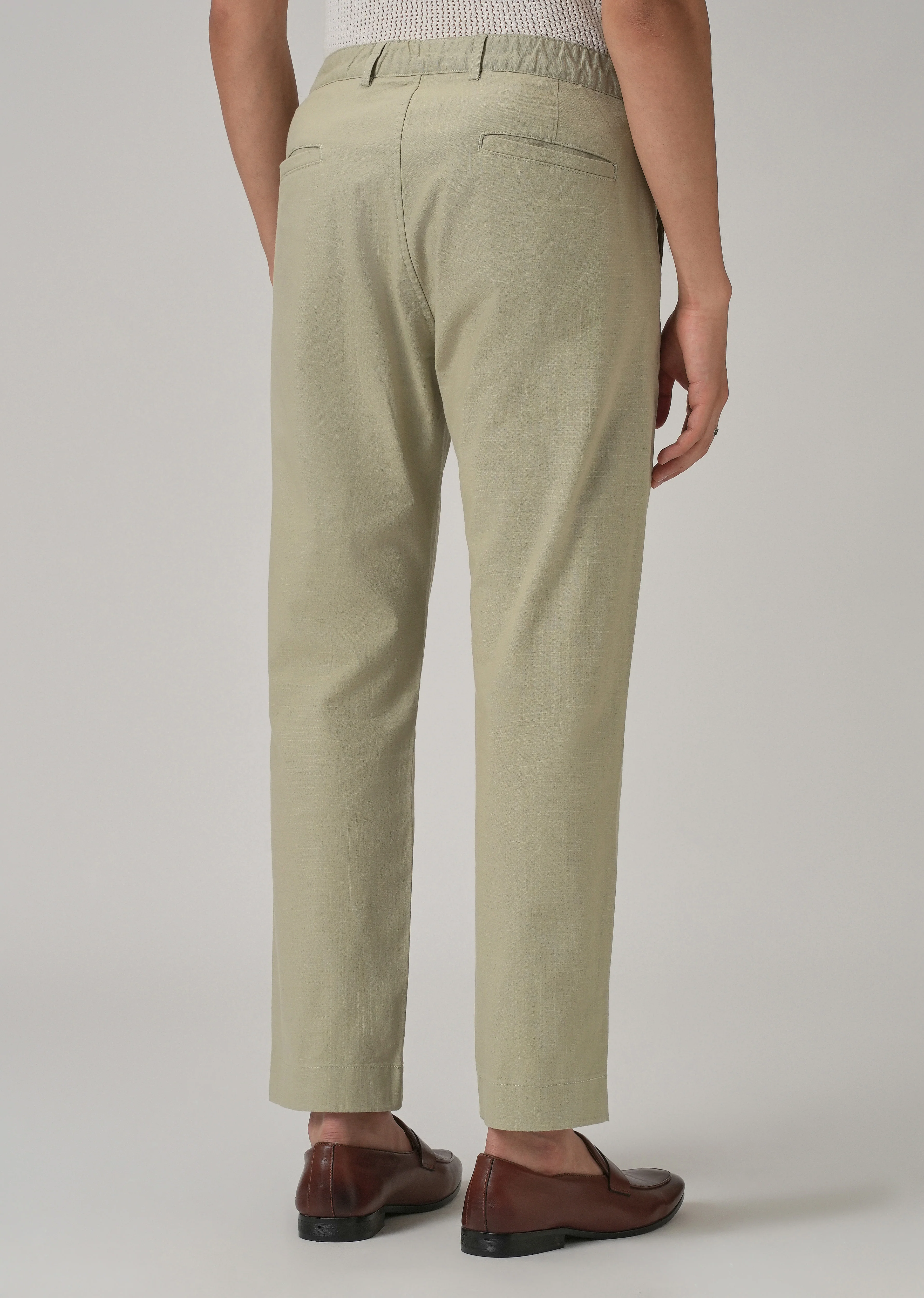 Light Olive Green Cotton Trouser - Image 2