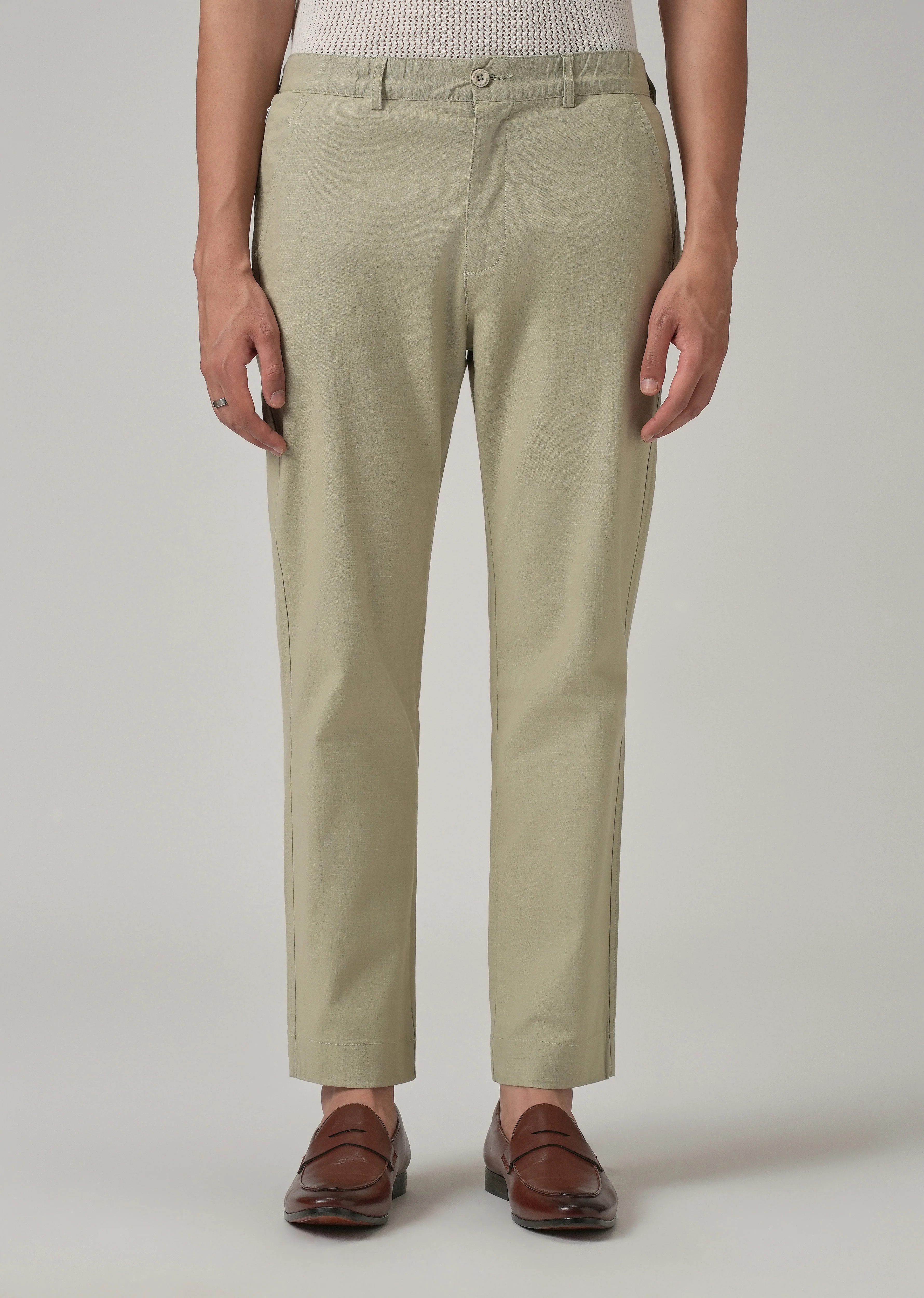 Light Olive Green Cotton Trouser - Image 3