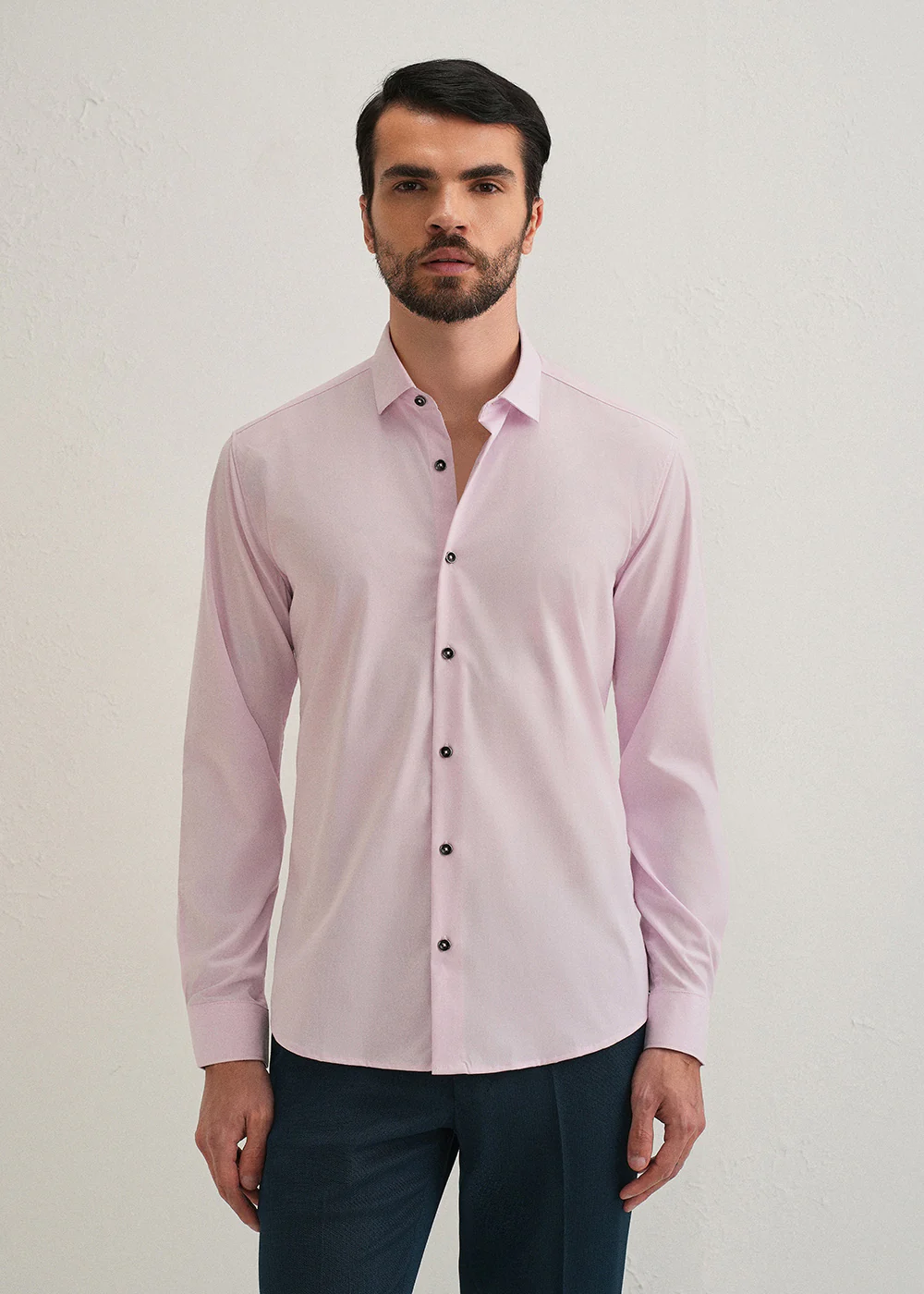 Light Pink Plain Wrinkle Free Shirt - Image 3