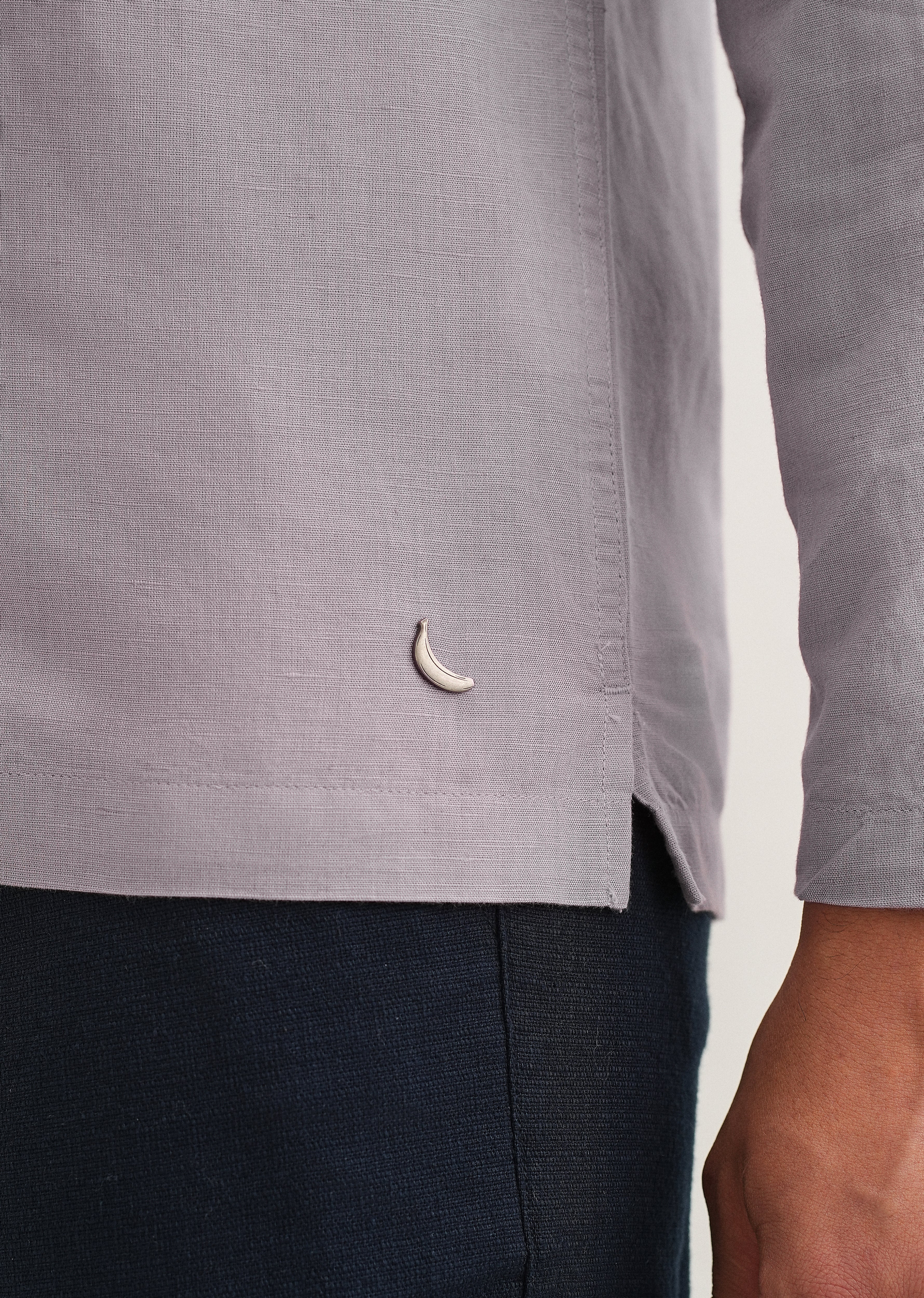Light Purple Hidden Sleeve Placket Cotton Linen Shirt - Image 7