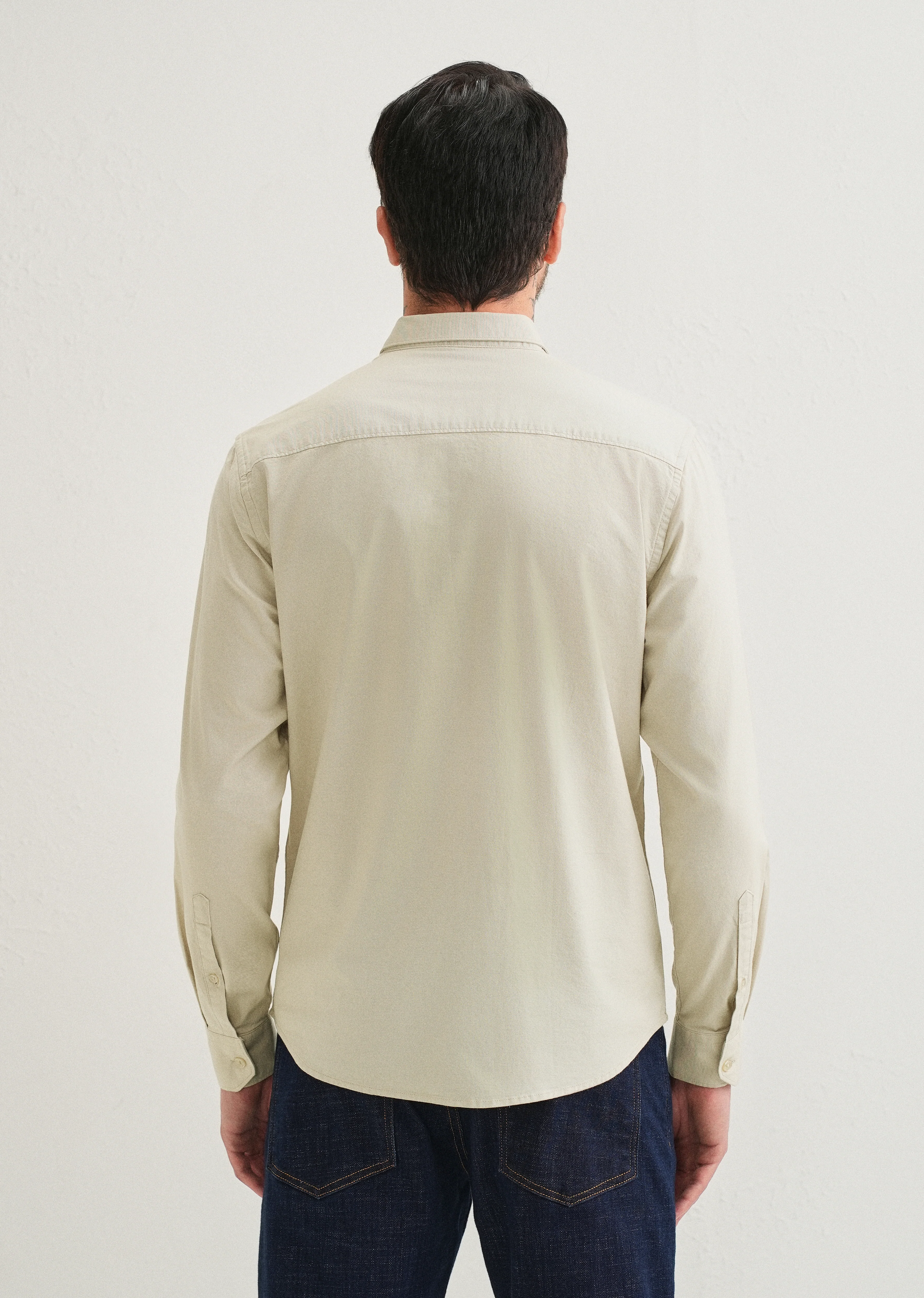 Light Tan Contrast Placket Shirt - Image 4