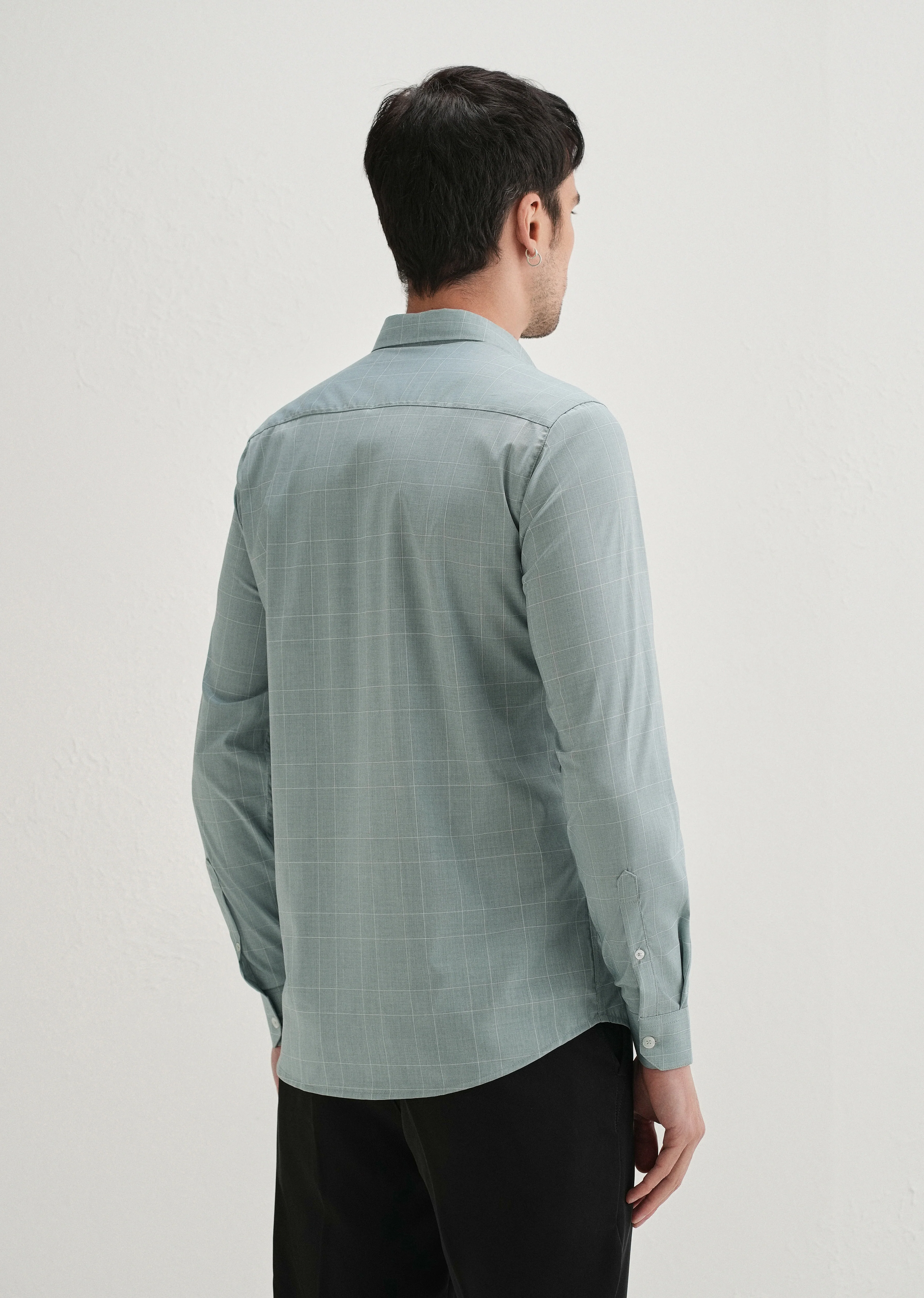 Light Teal Windowpane Check Shirt - Image 2
