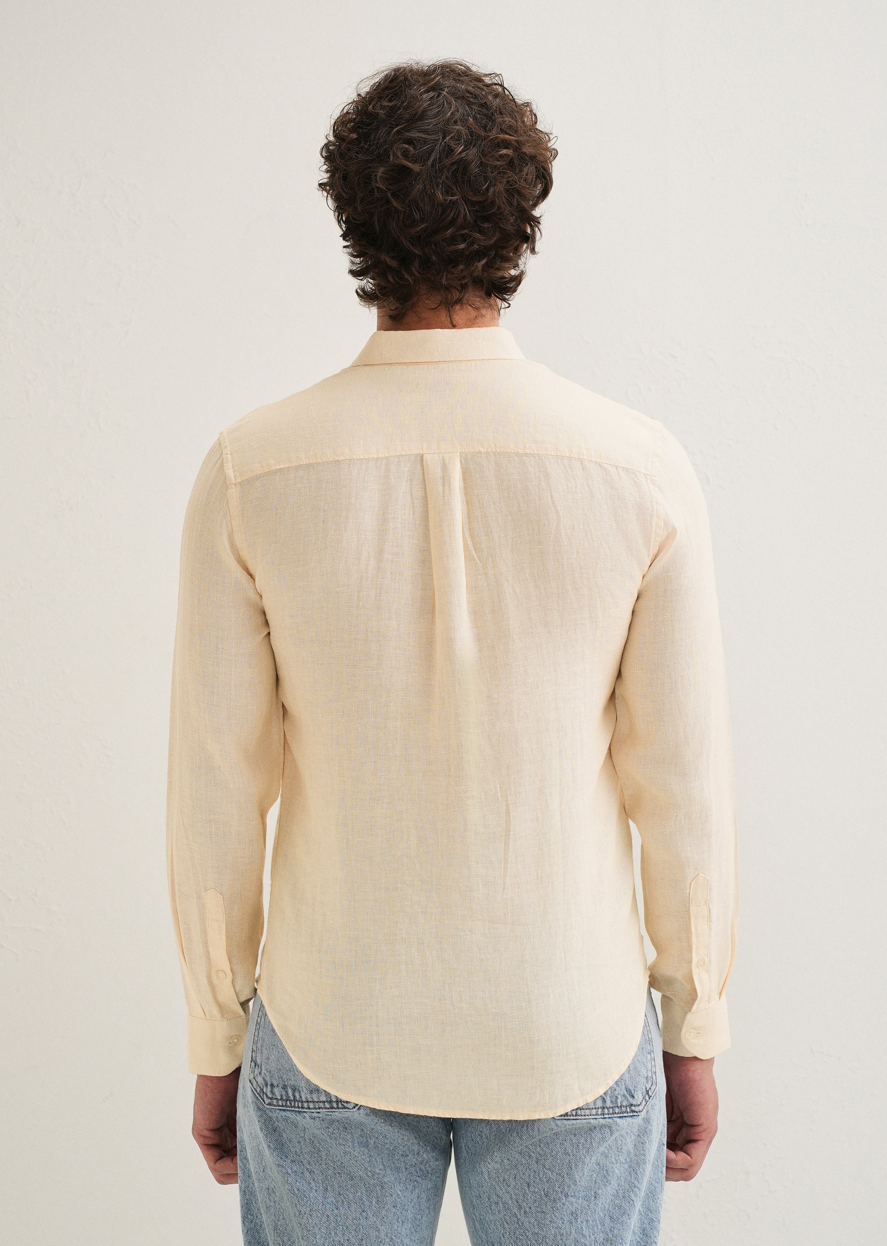 Light Yellow Pure Linen Shirt - Image 5