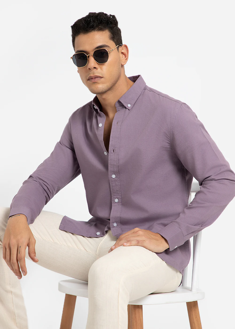 Lilac Cotton Linen Shirt - Image 8