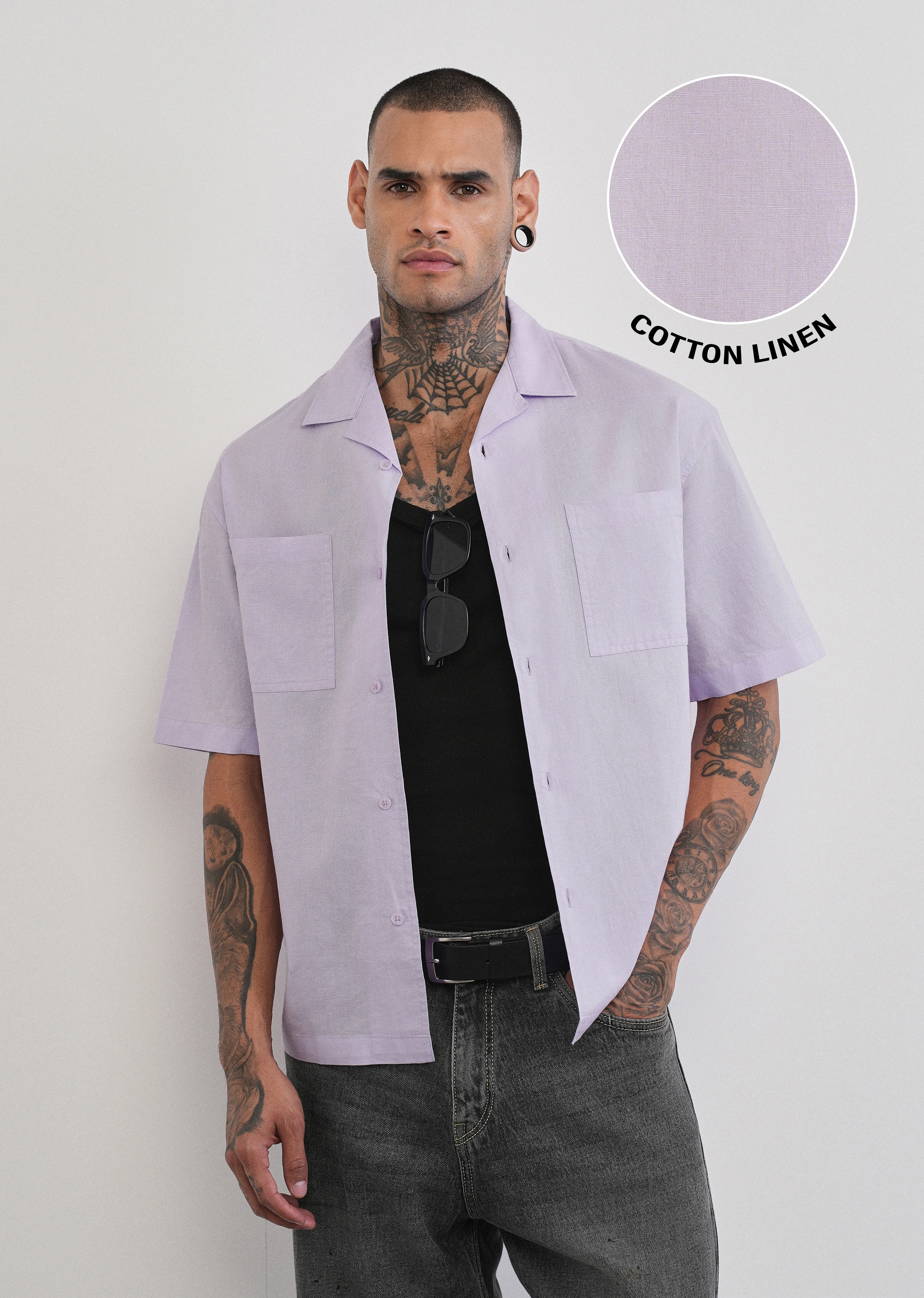 Lilac Double Pocket Cotton Linen Shirt - Image 7