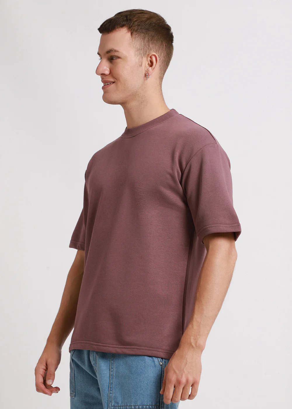 Lilac Oversized Plain Basic T-shirt - Image 4