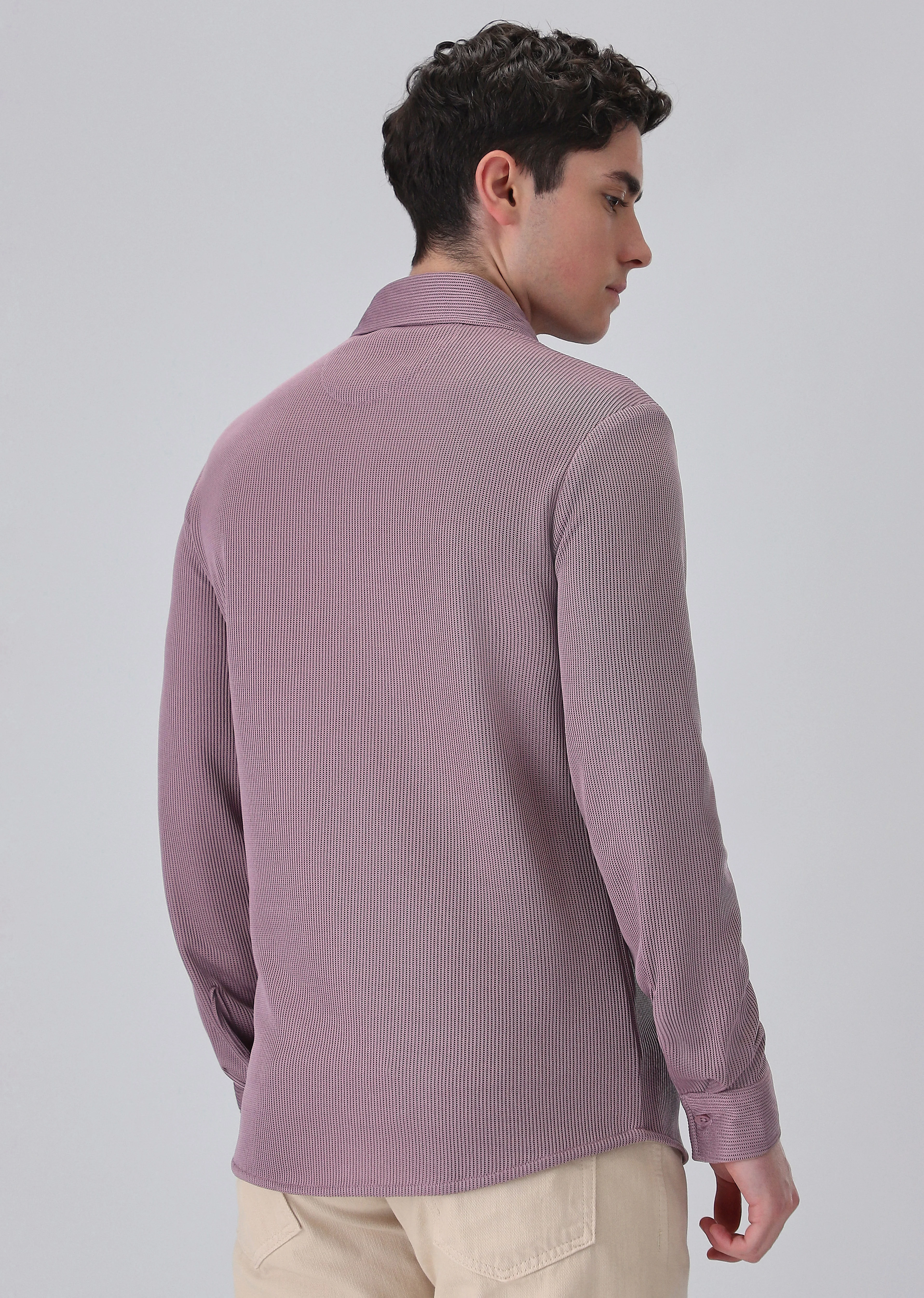 Lilac Plain Knitted Shirt - Image 2