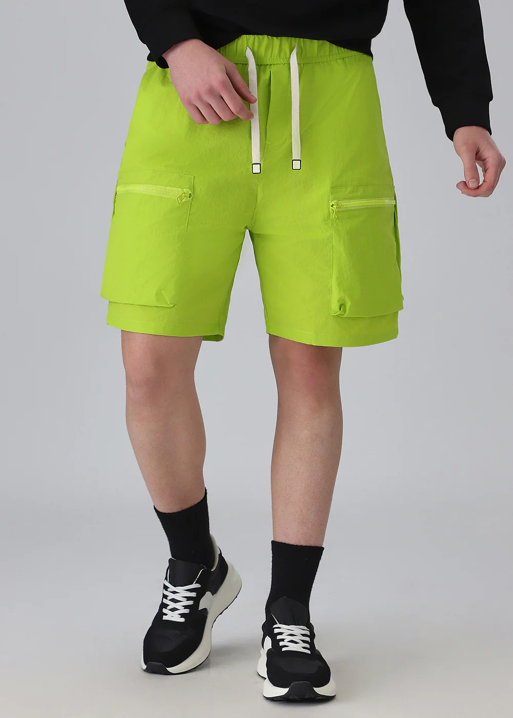 Lime Green Zip Pocket Cargo Shorts - Image 7
