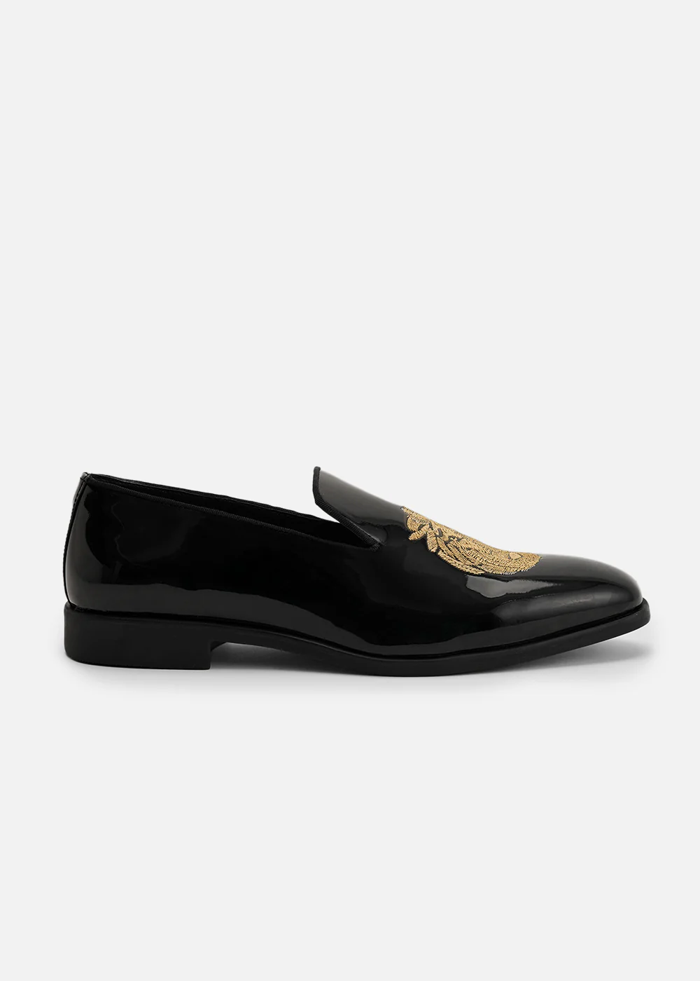 Lion Embroidered Black Patent Loafers - Image 3