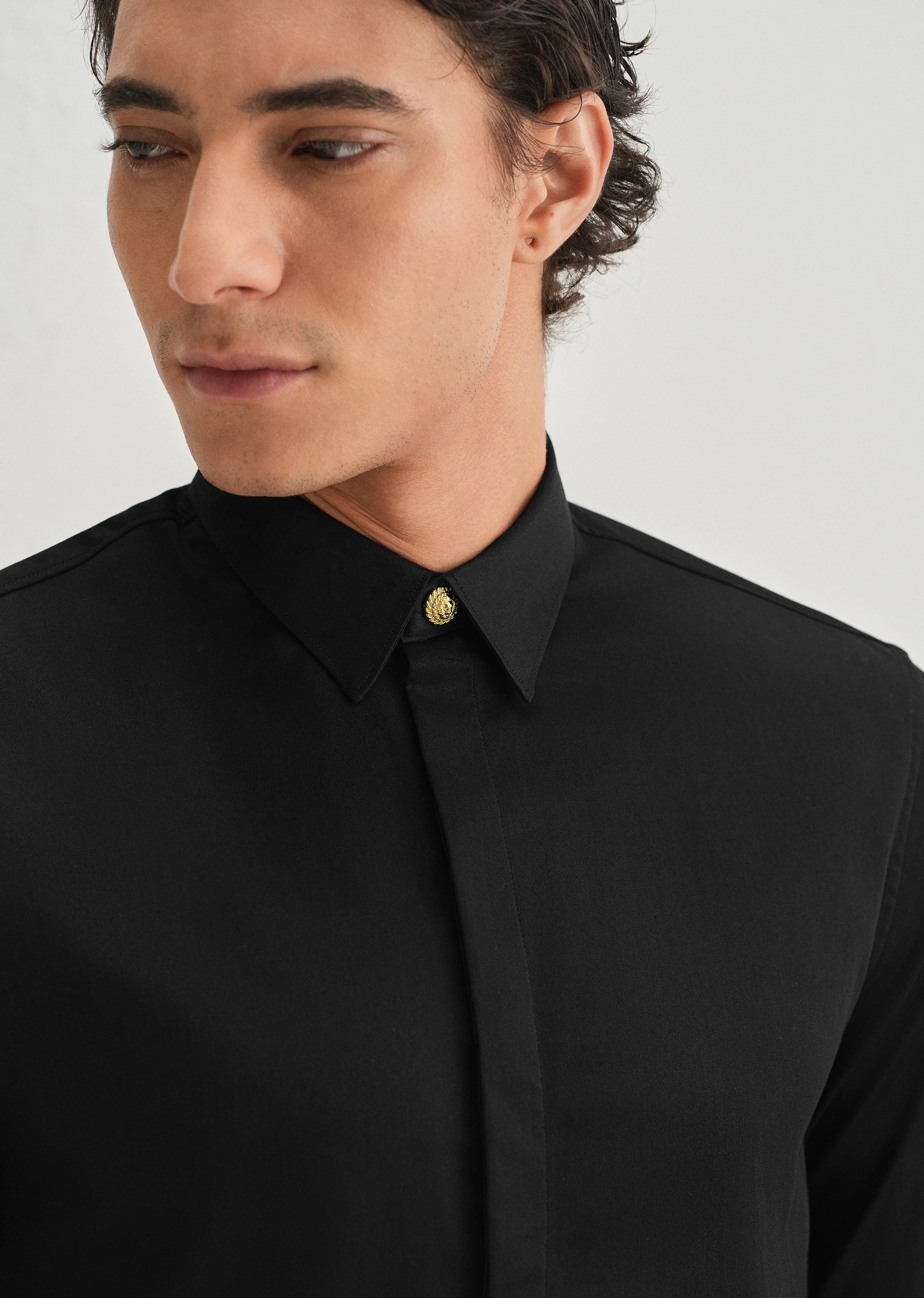 Lion Mane Embellished Black Designer Shirt - Image 5