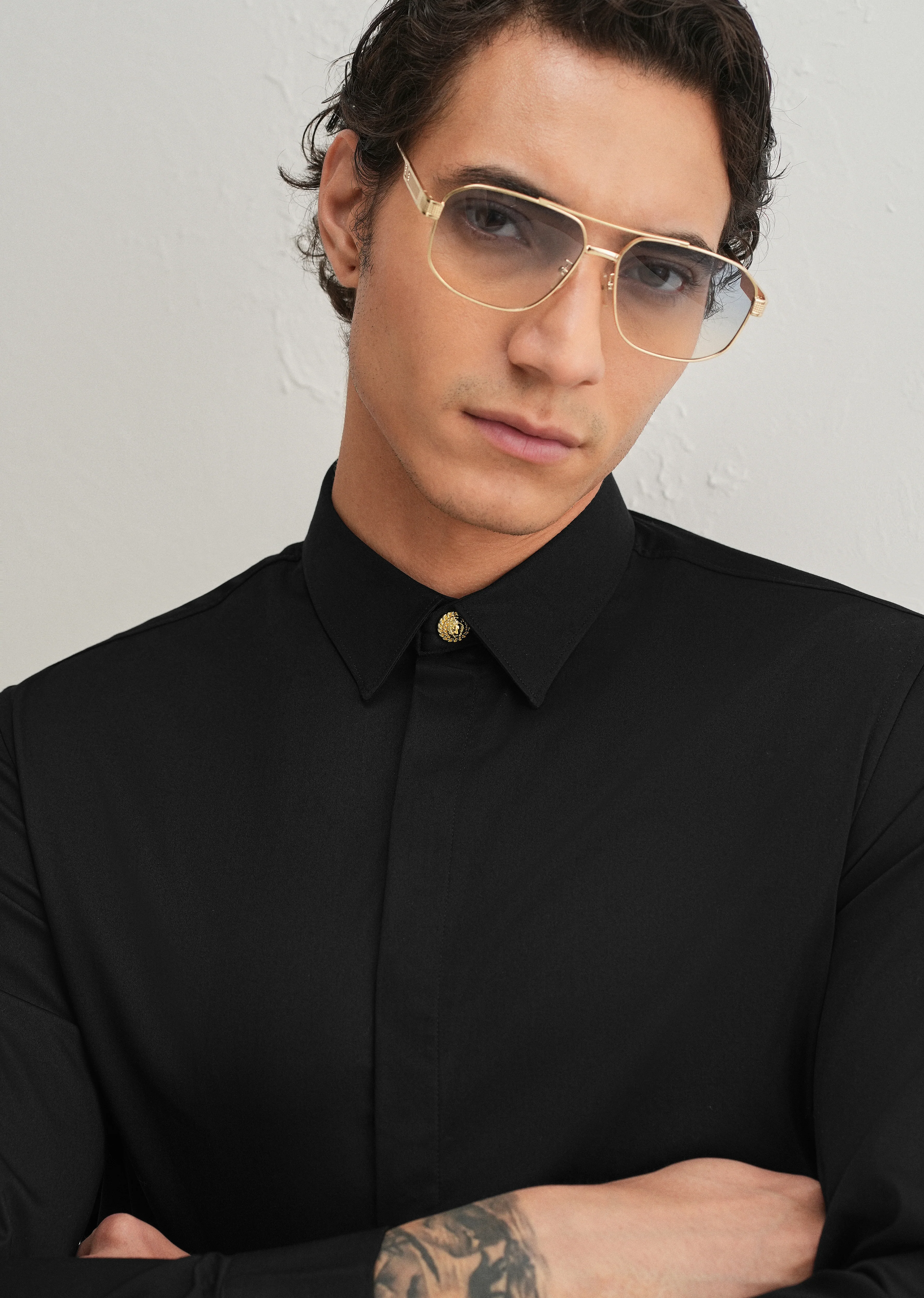 Lion Mane Embellished Black Designer Shirt - Image 7