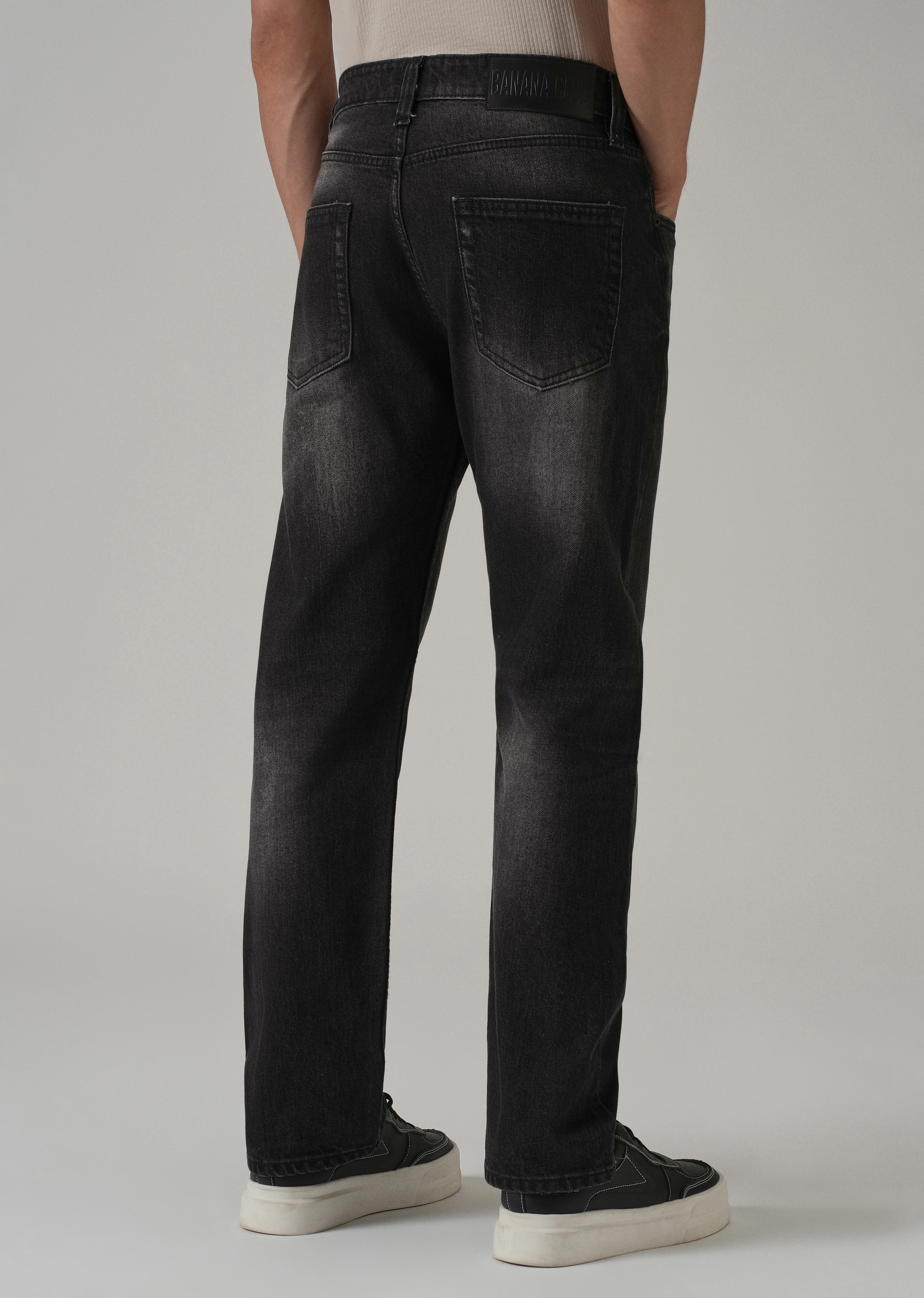 Low Fade Black Straight Fit Jeans - Image 2