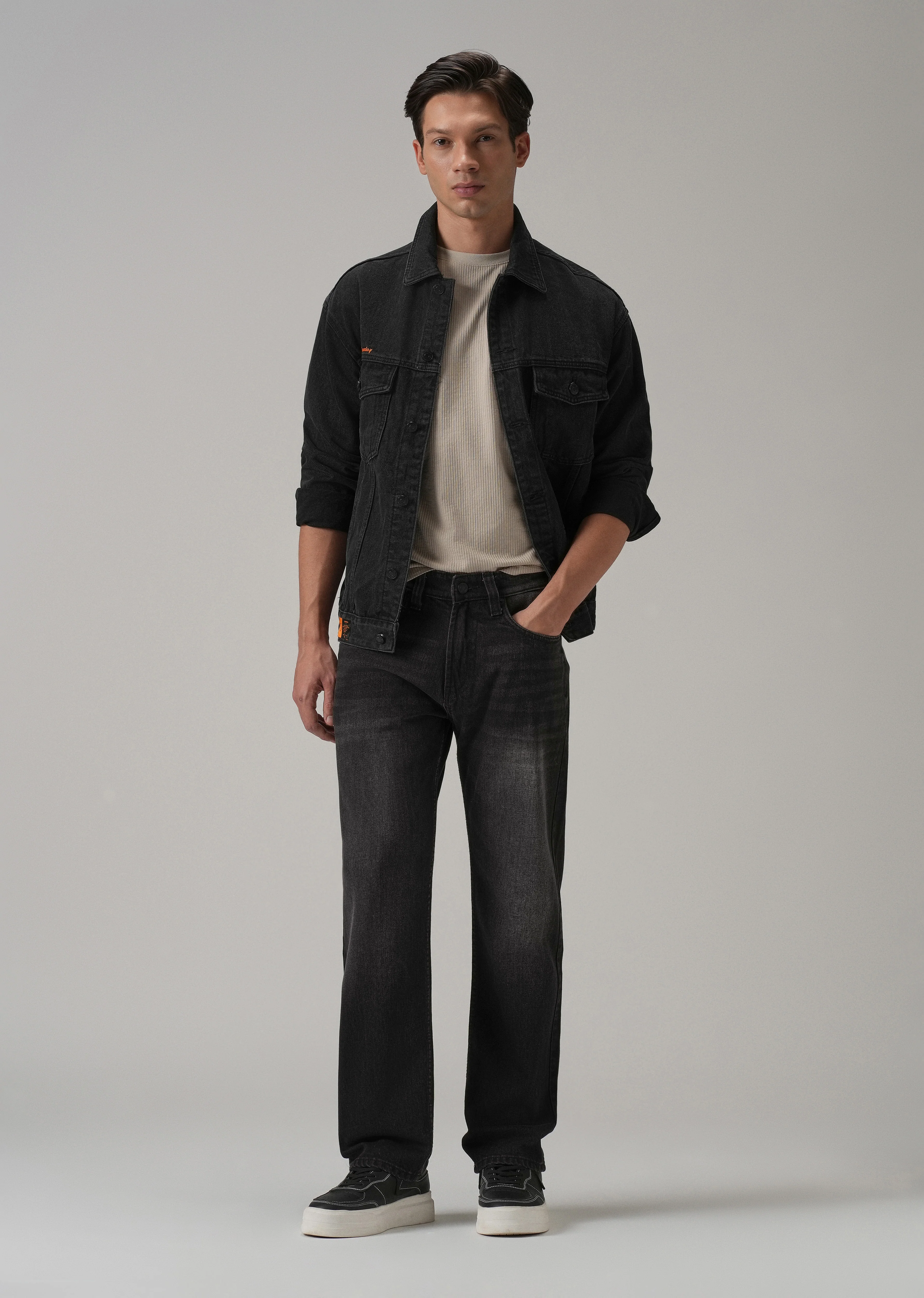 Low Fade Black Straight Fit Jeans - Image 6