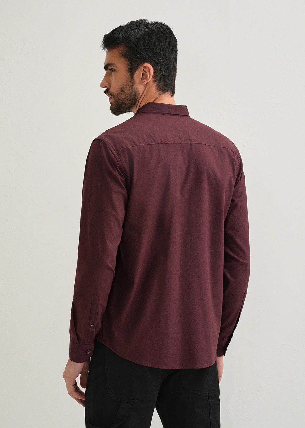 Mahogany Red Contrast Placket Shirt - Image 2