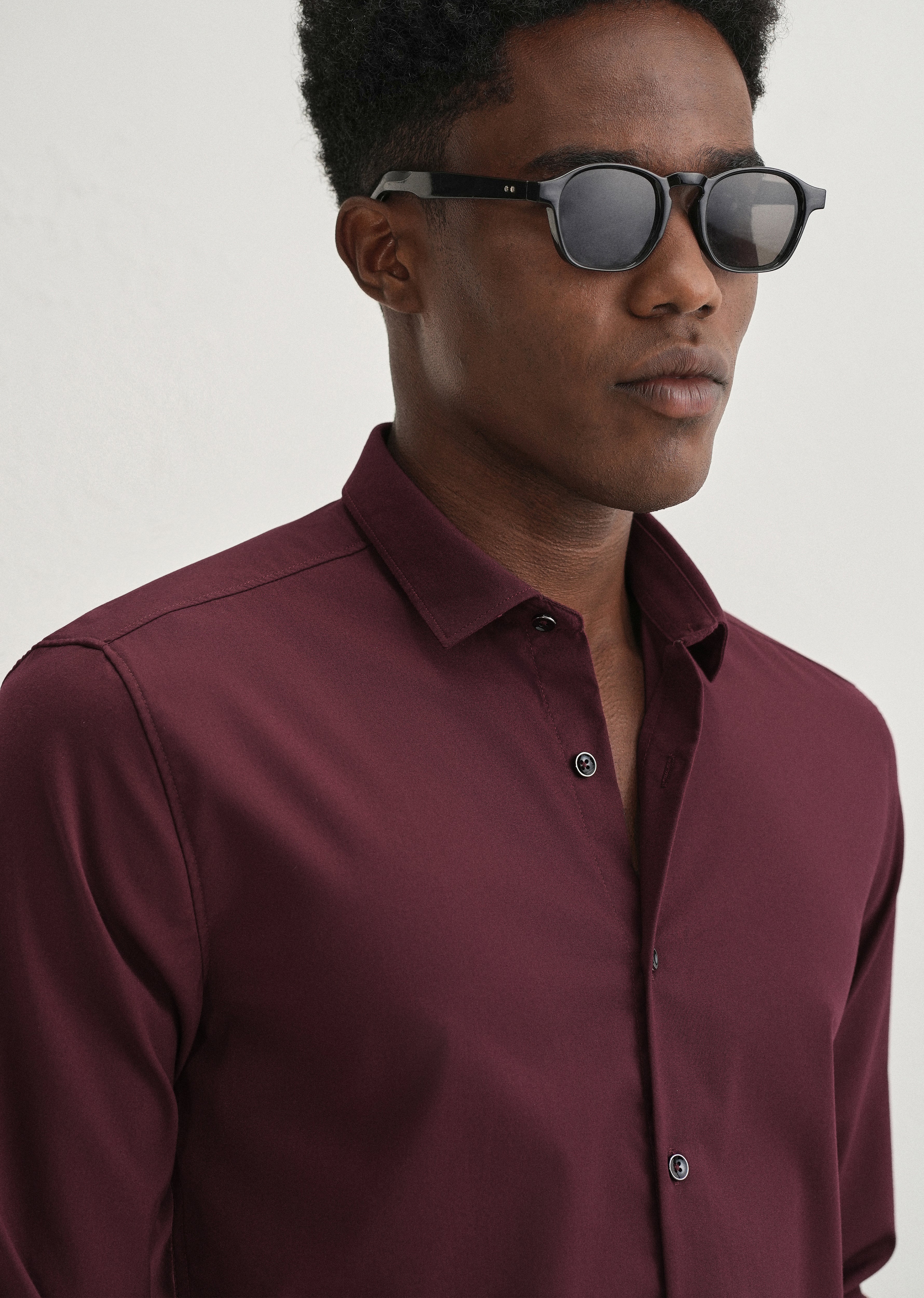 Mahogany Red Plain Wrinkle Free Shirt - Image 2