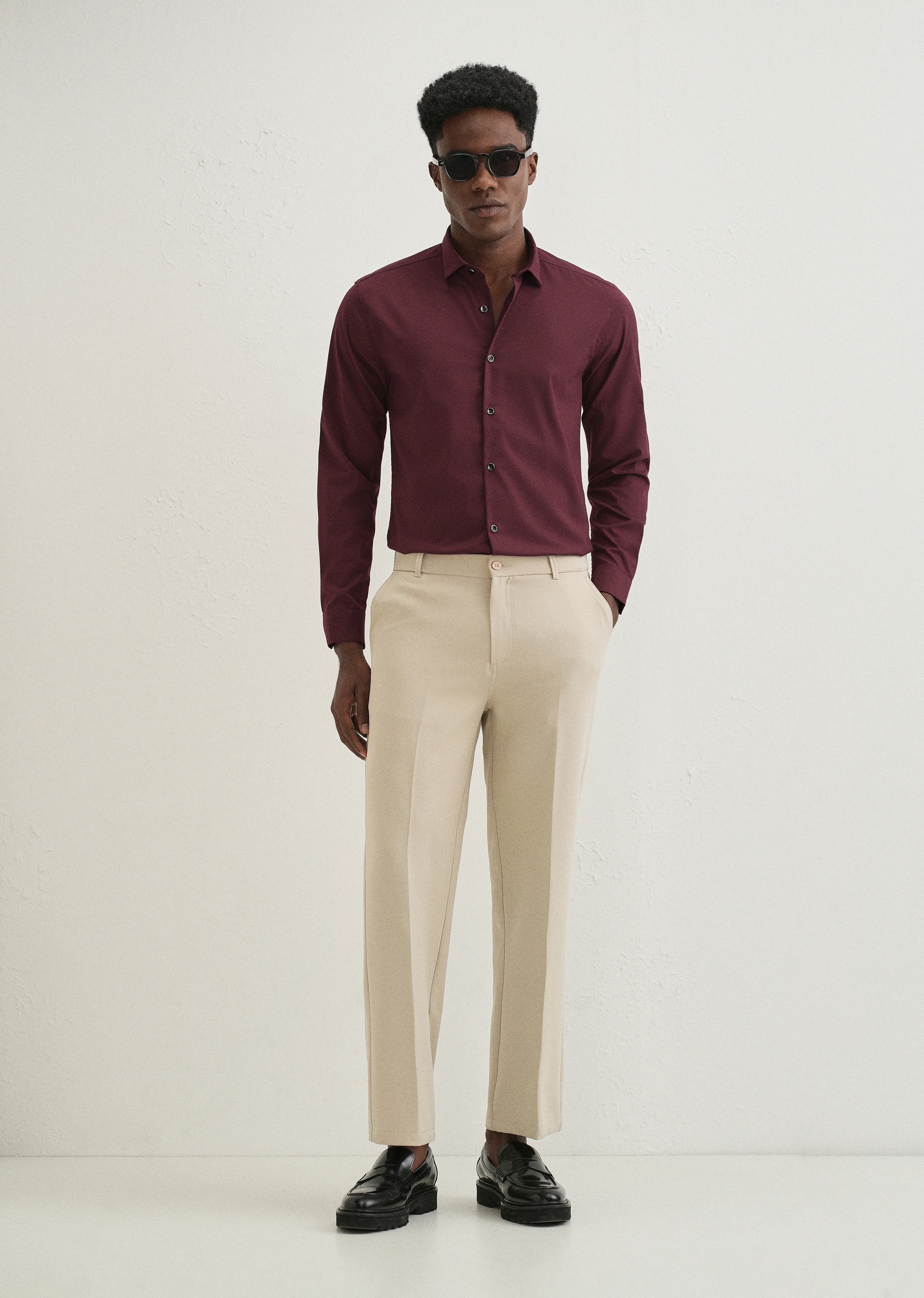 Mahogany Red Plain Wrinkle Free Shirt - Image 6
