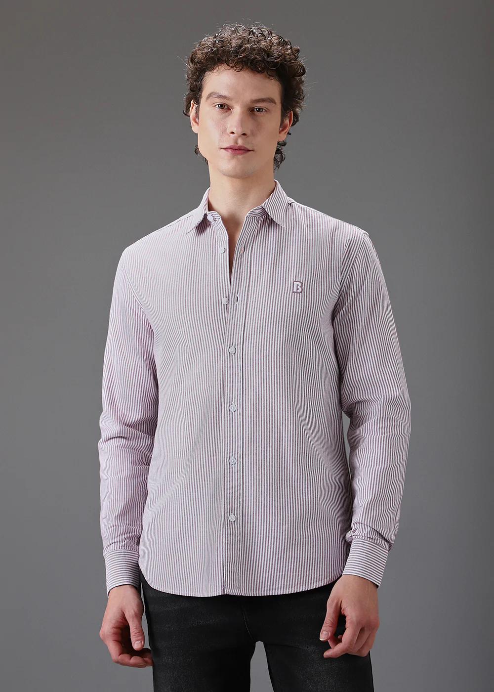 Maroon Pin Stripe Shirt - Image 4