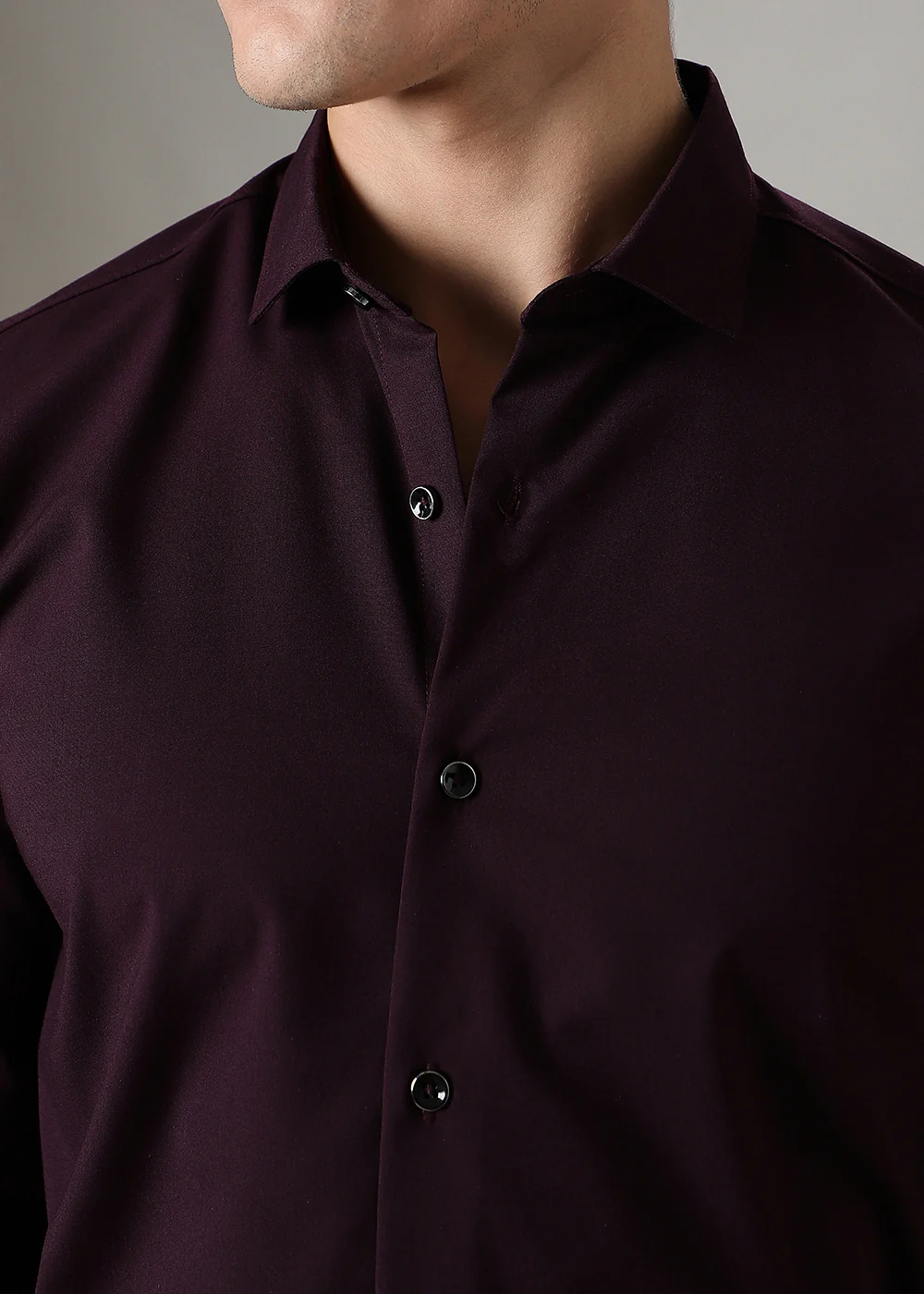 Maroon Plain Wrinkle Free Shirt - Image 2
