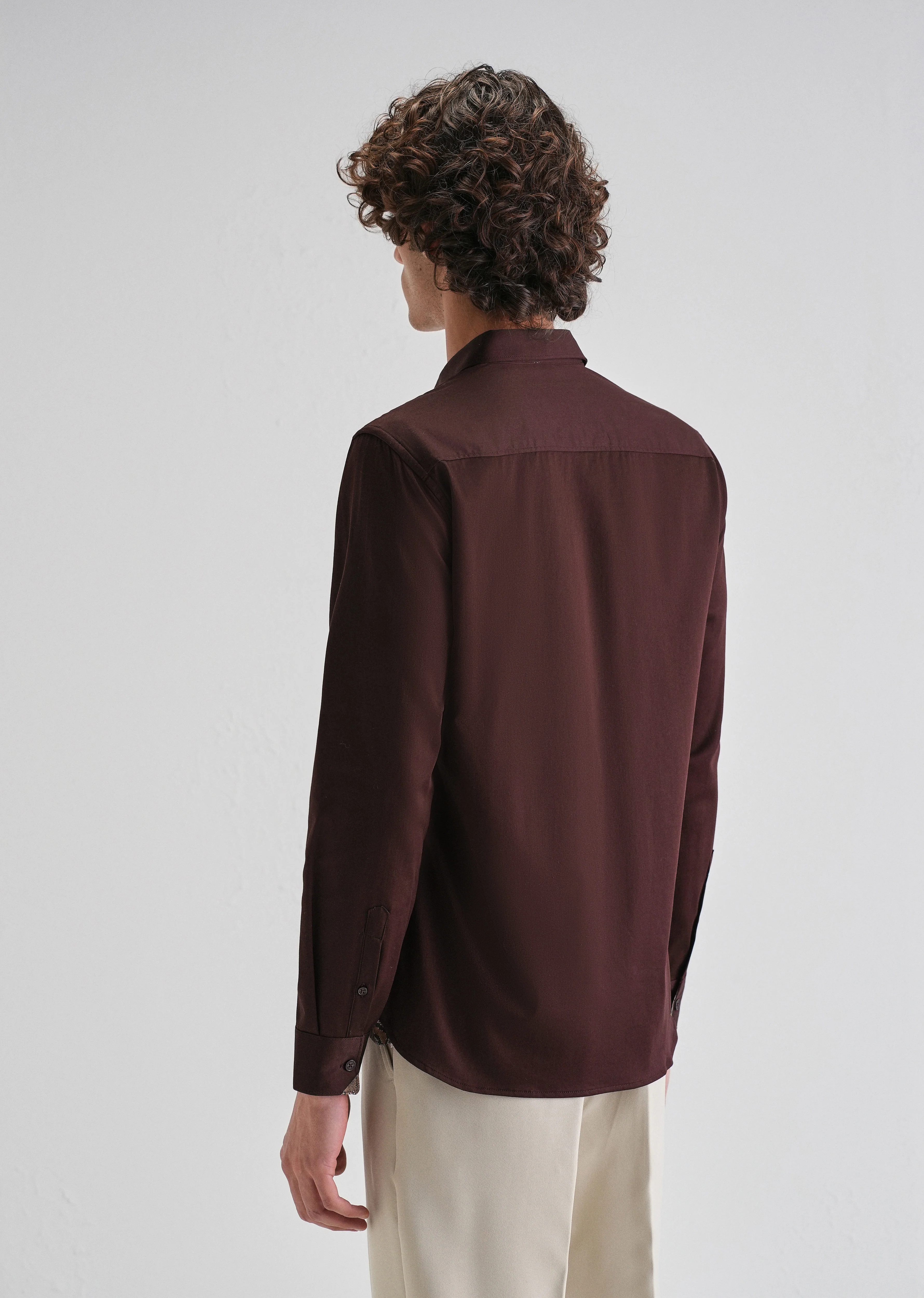Maroon Printed Cuff Shirt - Image 2