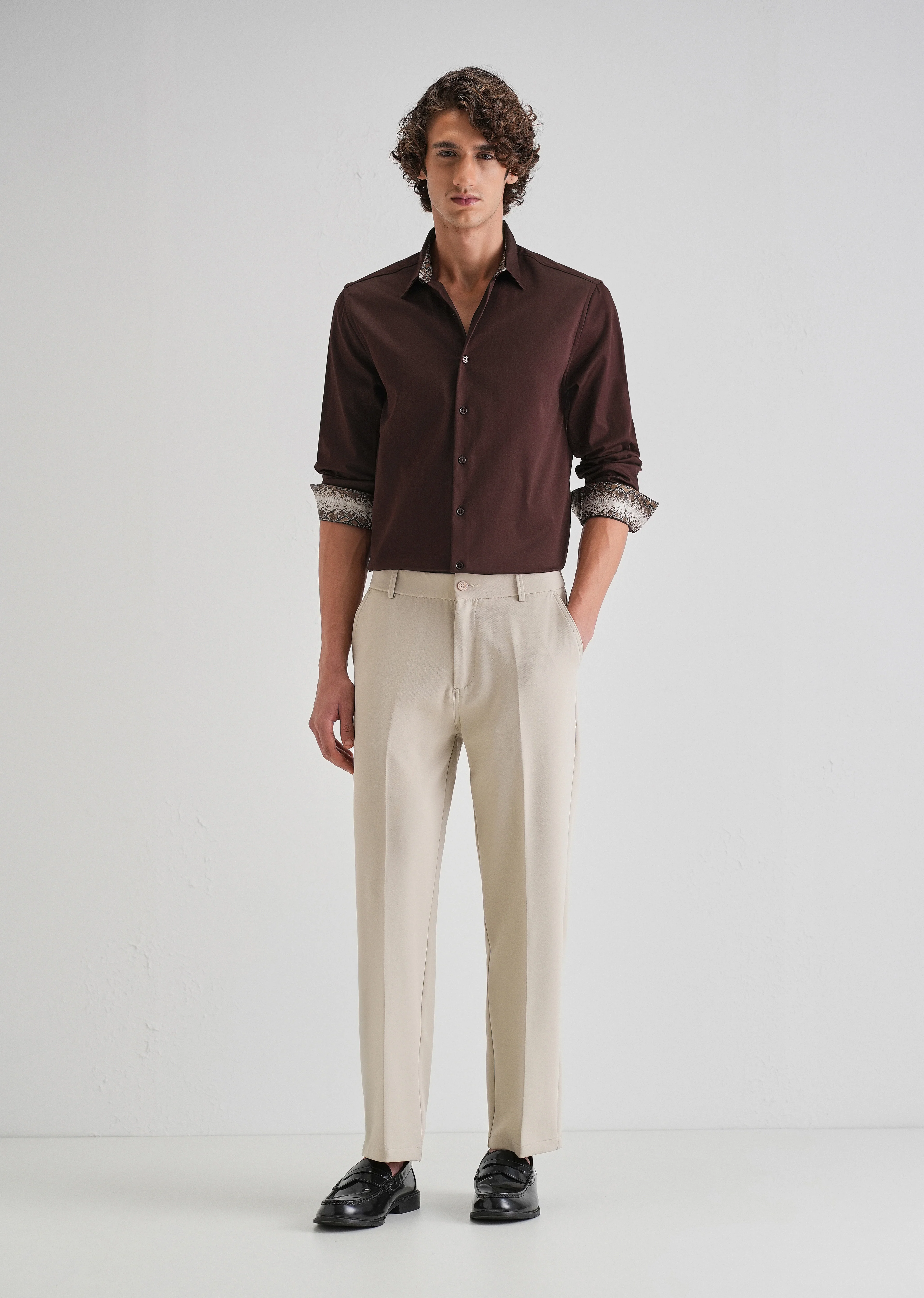 Maroon Printed Cuff Shirt - Image 6