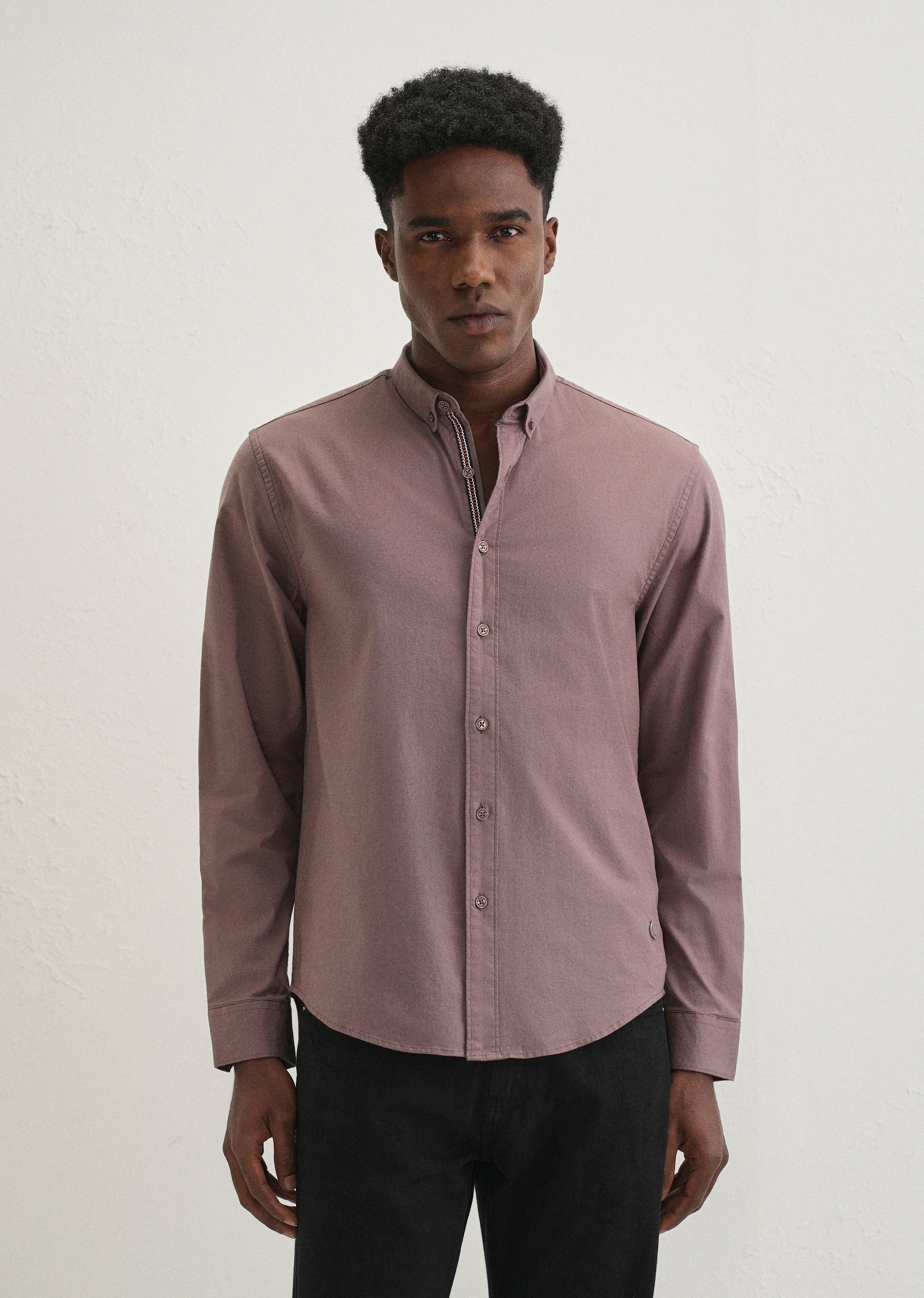 Mauve Contrast Placket Shirt - Image 3